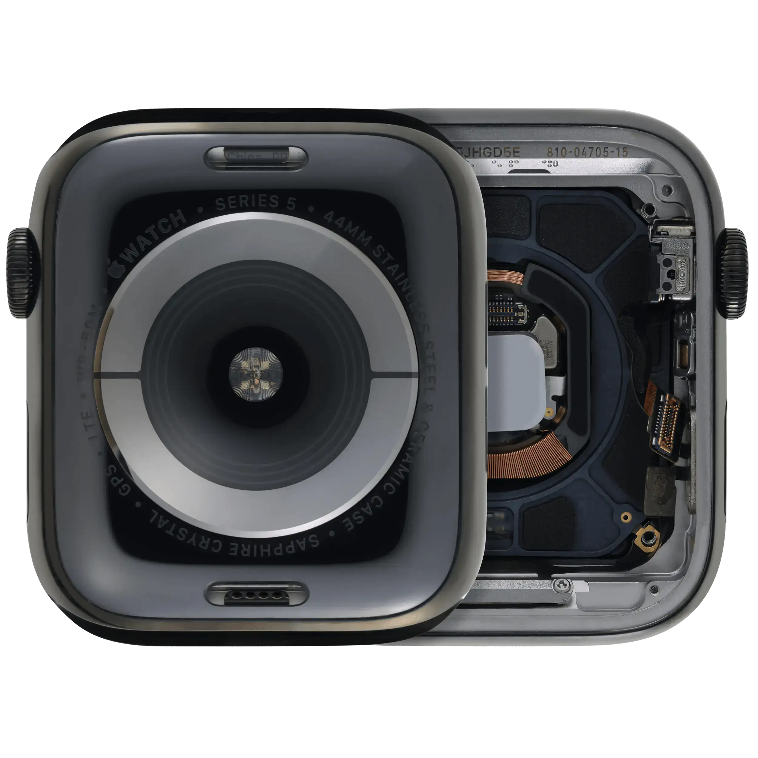 Housing compatible with Apple Watch Series 5 (44mm) - used OEM removal, Quality A (Stainless Steel, Space Black)
