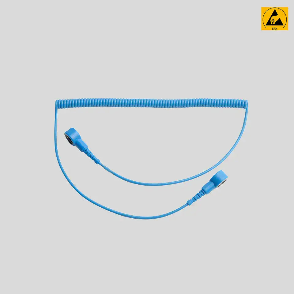 Premium ESD-Erdungsspiralkabel 1,8m 10mm beidseitig Snap Blau