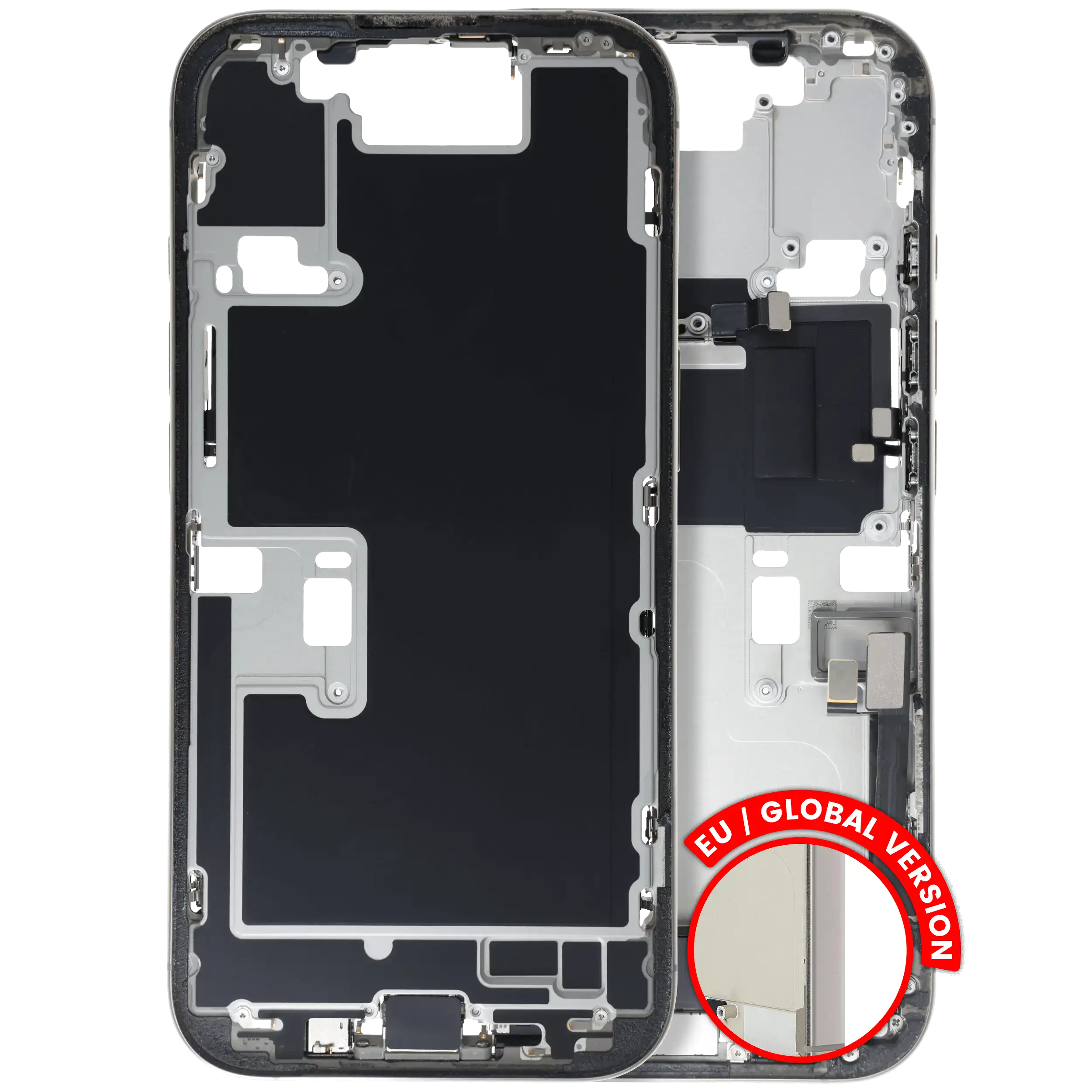 Midframe/Frame with Small Parts for iPhone 16 Pro (EU/Global Version) (Used OEM Pull, Quality B) (Natural Titanium)