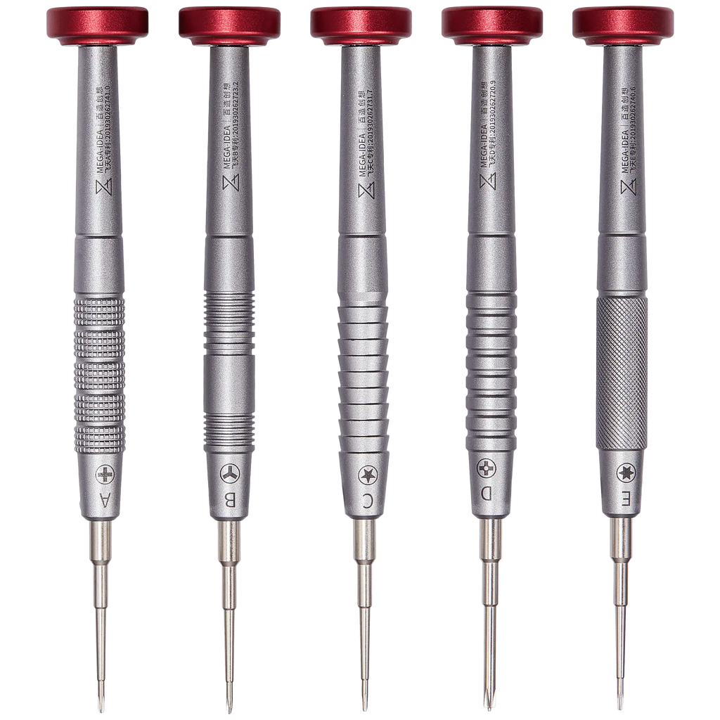 iFlying 2D Precision Screwdriver Set (Phillips 1.2mm / Tri-Point Y0.6 / Pentalobe 0.8mm / 2.5mm Convex Phillips / Torx T2) (Qianli)
