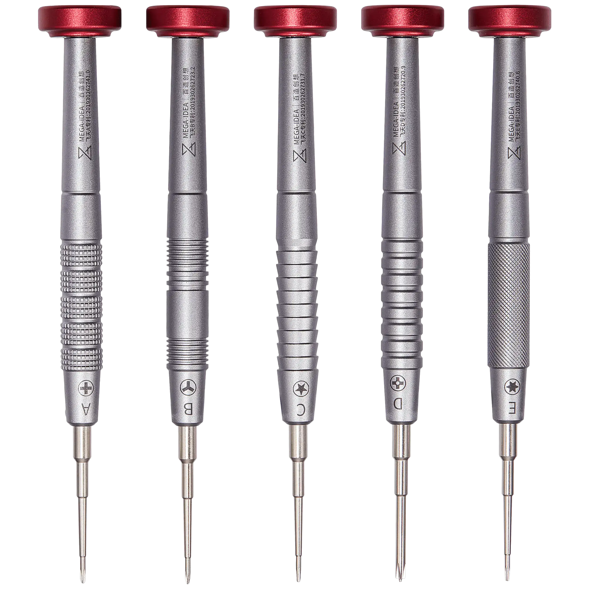 iFlying 2D Precision Screwdriver Set (Phillips 1.2mm / Tri-Point Y0.6 / Pentalobe 0.8mm / 2.5mm Convex Phillips / Torx T2) (Qianli)
