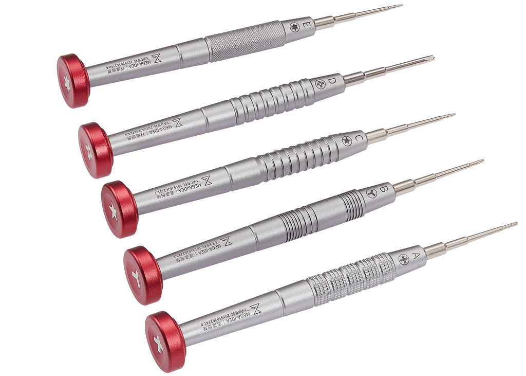 iFlying 2D Precision Screwdriver Set (Phillips 1.2mm / Tri-Point Y0.6 / Pentalobe 0.8mm / 2.5mm Convex Phillips / Torx T2) (Qianli)