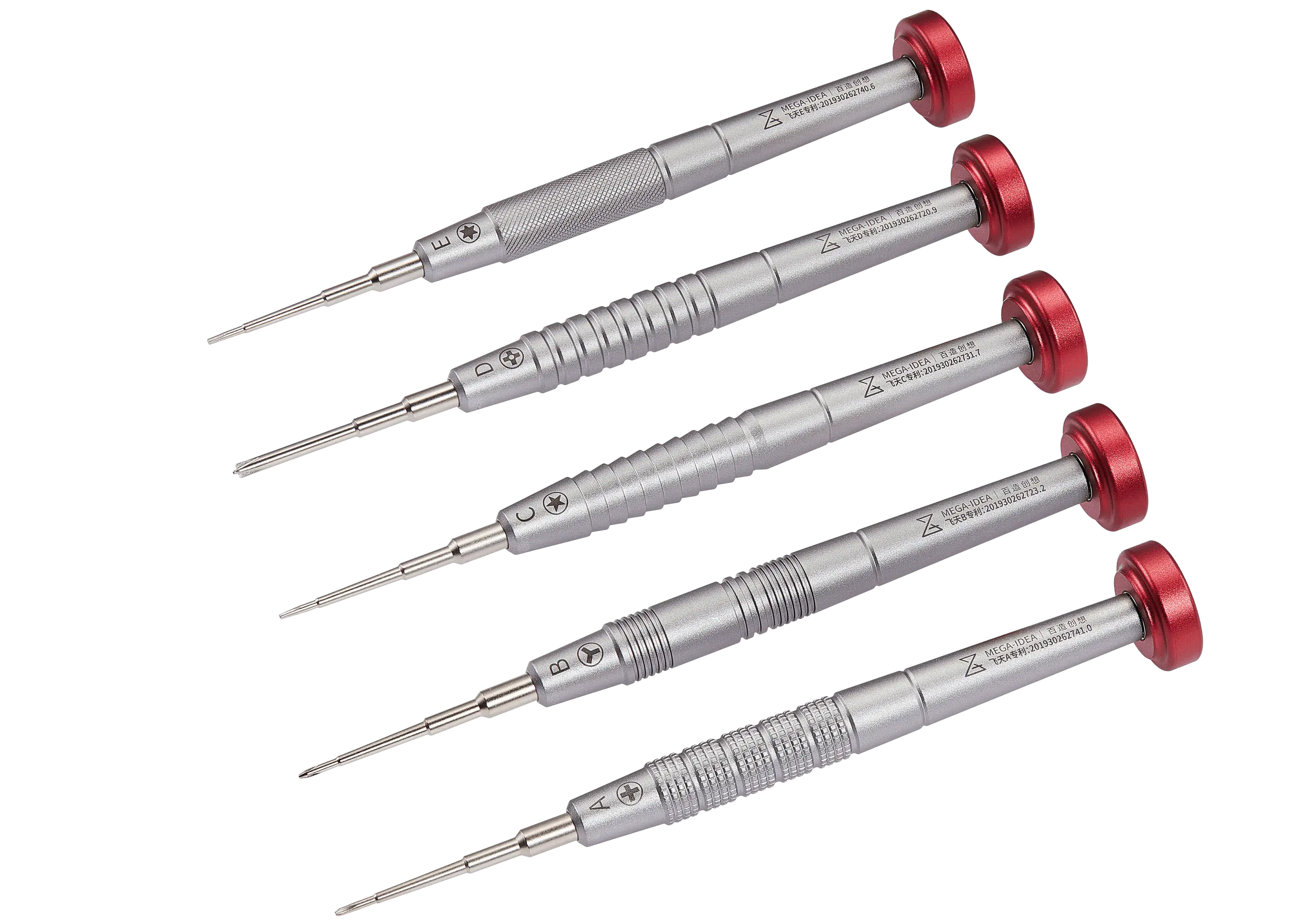 iFlying 2D Precision Screwdriver Set (Phillips 1.2mm / Tri-Point Y0.6 / Pentalobe 0.8mm / 2.5mm Convex Phillips / Torx T2) (Qianli)