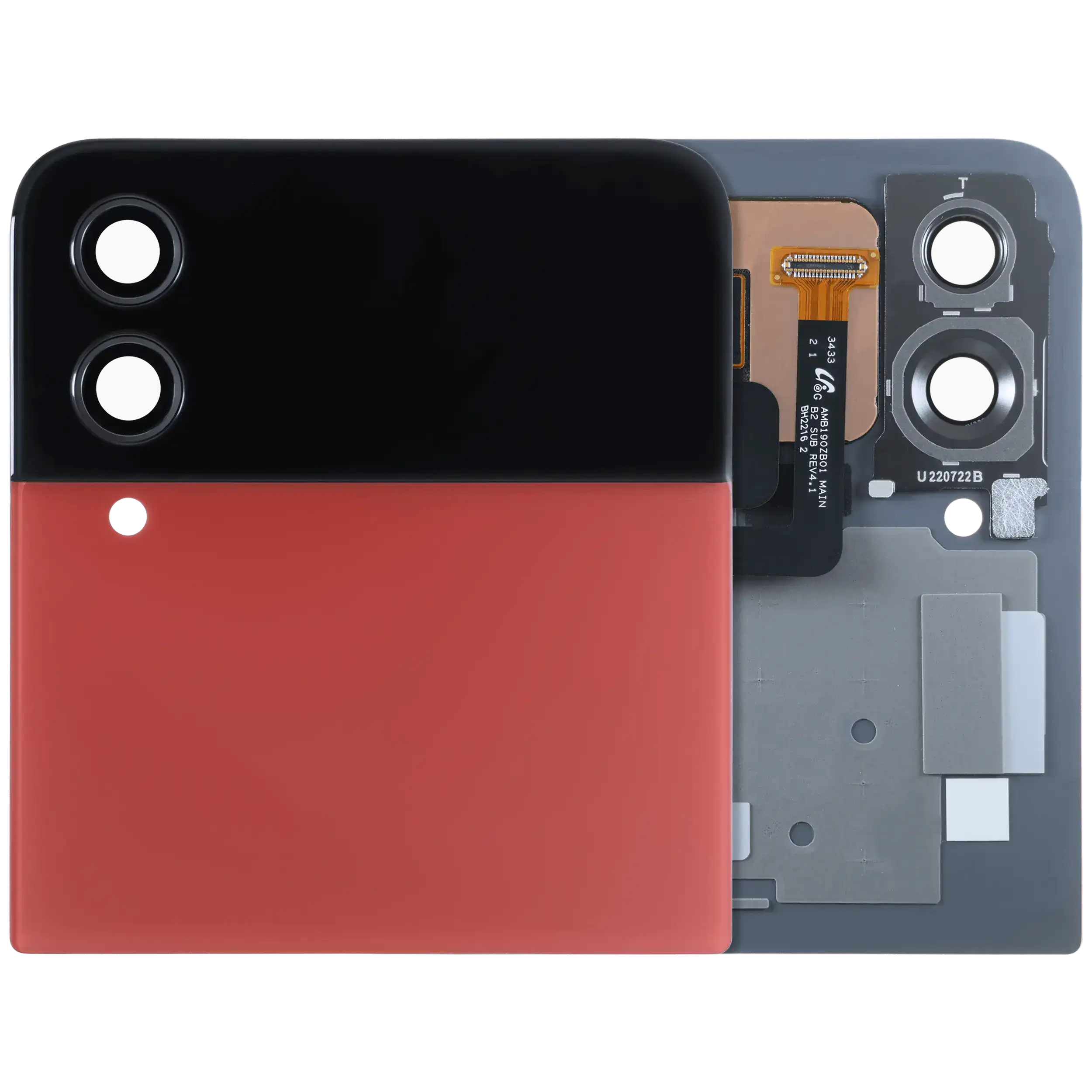 Outer OLED Display for Samsung Galaxy Z Flip 4 5G (US & International) (used OEM pull, A quality) (Red)