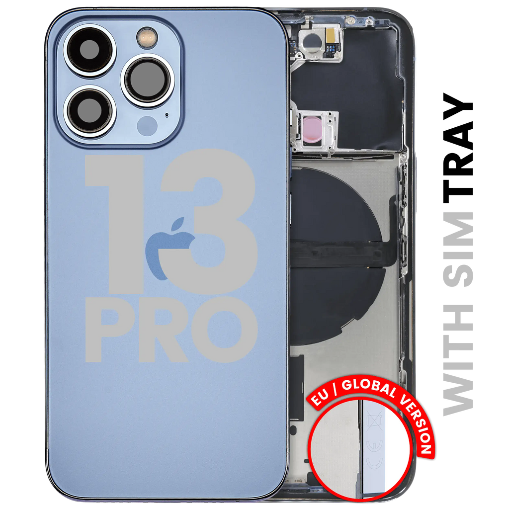 Back Cover/Frame with Small Parts for iPhone 13 Pro (EU/Global Version) – Sierra Blue – Used OEM Pulled, Quality B (Used)