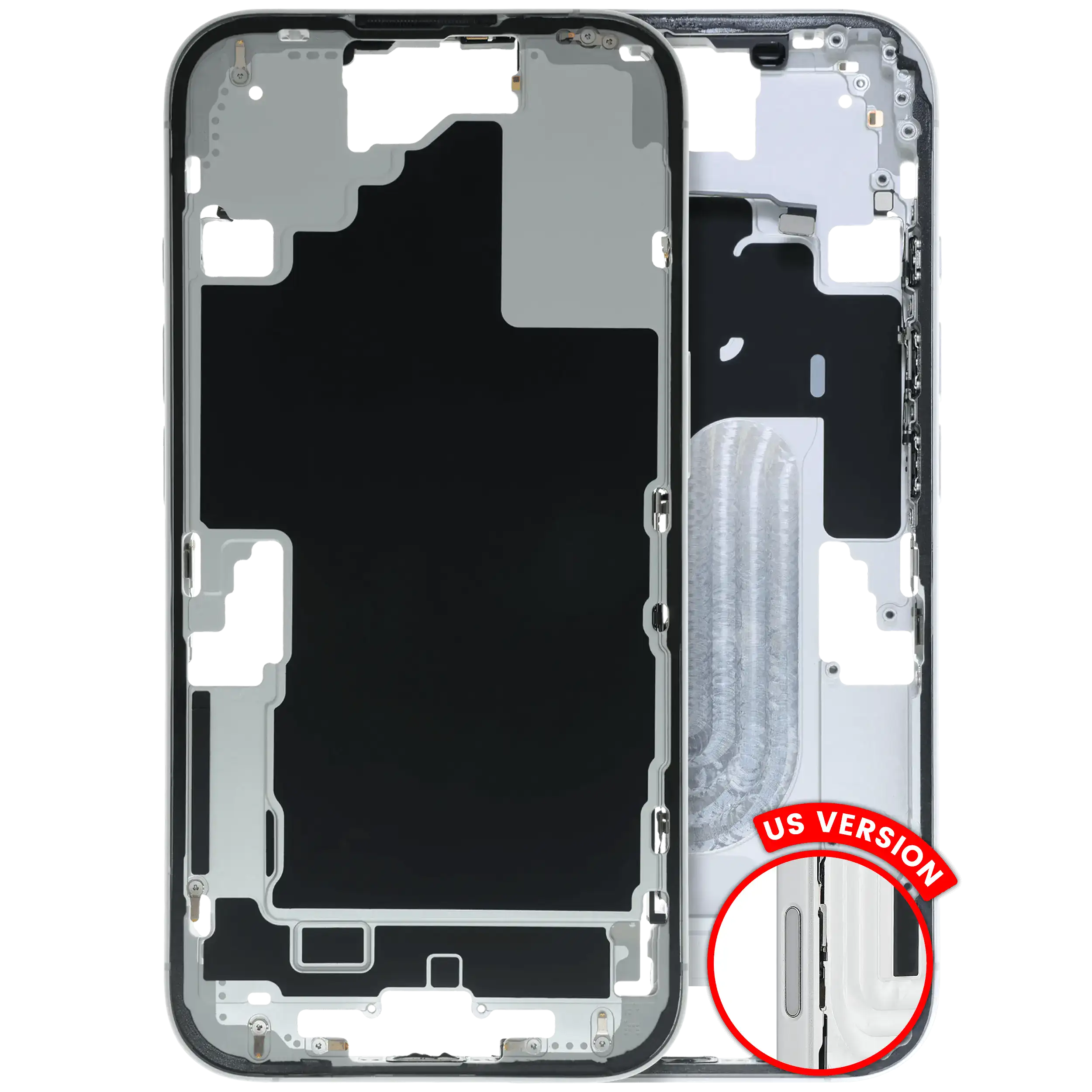 Midframe/Rahmen mit Kleinteilen für iPhone 16 US OEM Ausbau C Weiß
