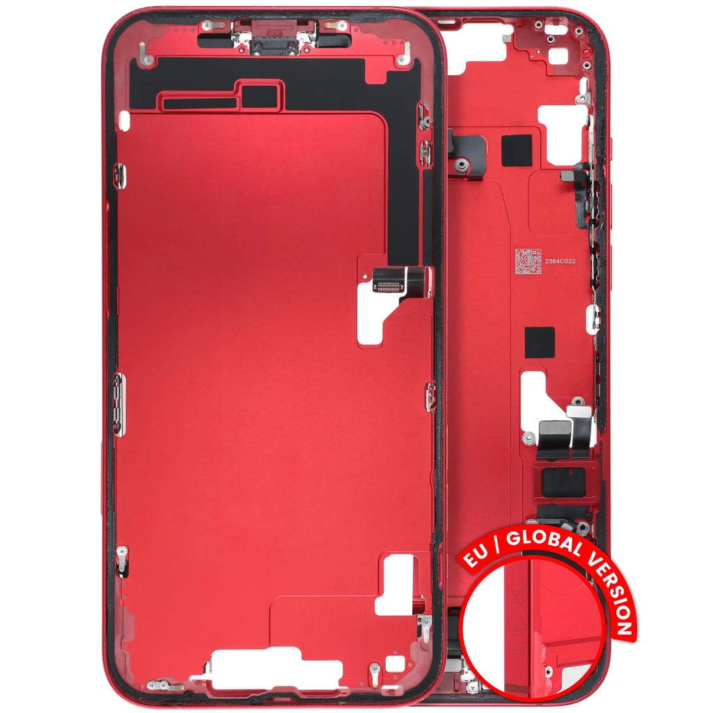 Back Cover/Frame with Charging Port Flex & Small Parts for iPhone 14 Plus (EU/Global Version) (Used OEM Pull, Quality A) (Red)
