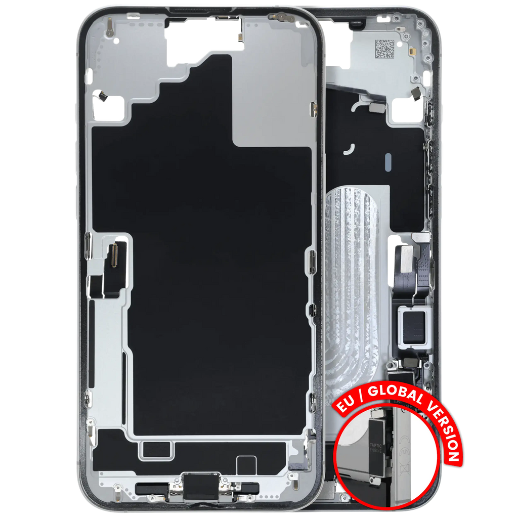 Midframe/Frame with Charging Port Flex and Small Parts for iPhone 16 Plus (EU/Global Version) (Used OEM Part, Grade C) (White)