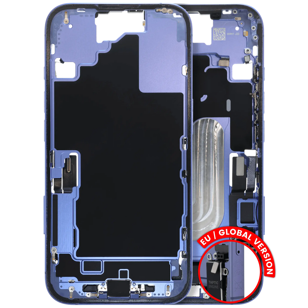 Midframe/Frame with Charging Port Flex and Small Parts for iPhone 16 (EU/Global Version) (Used OEM Pull, C Quality) (Ultramarine)
