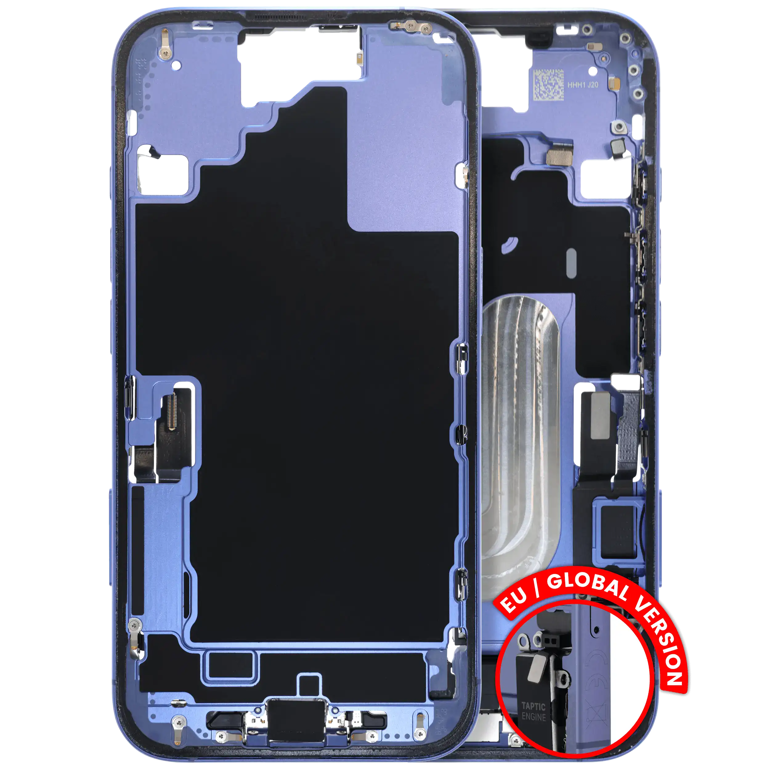 Midframe/Frame with Charging Port Flex and Small Parts for iPhone 16 (EU/Global Version) (Used OEM Pull, C Quality) (Ultramarine)