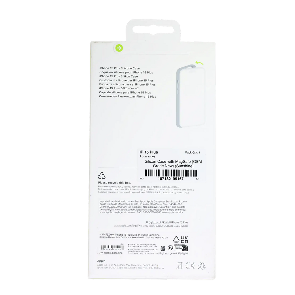 Silikonhülle mit MagSafe für iPhone 15 Plus (OEM Grade New) (Sunshine)