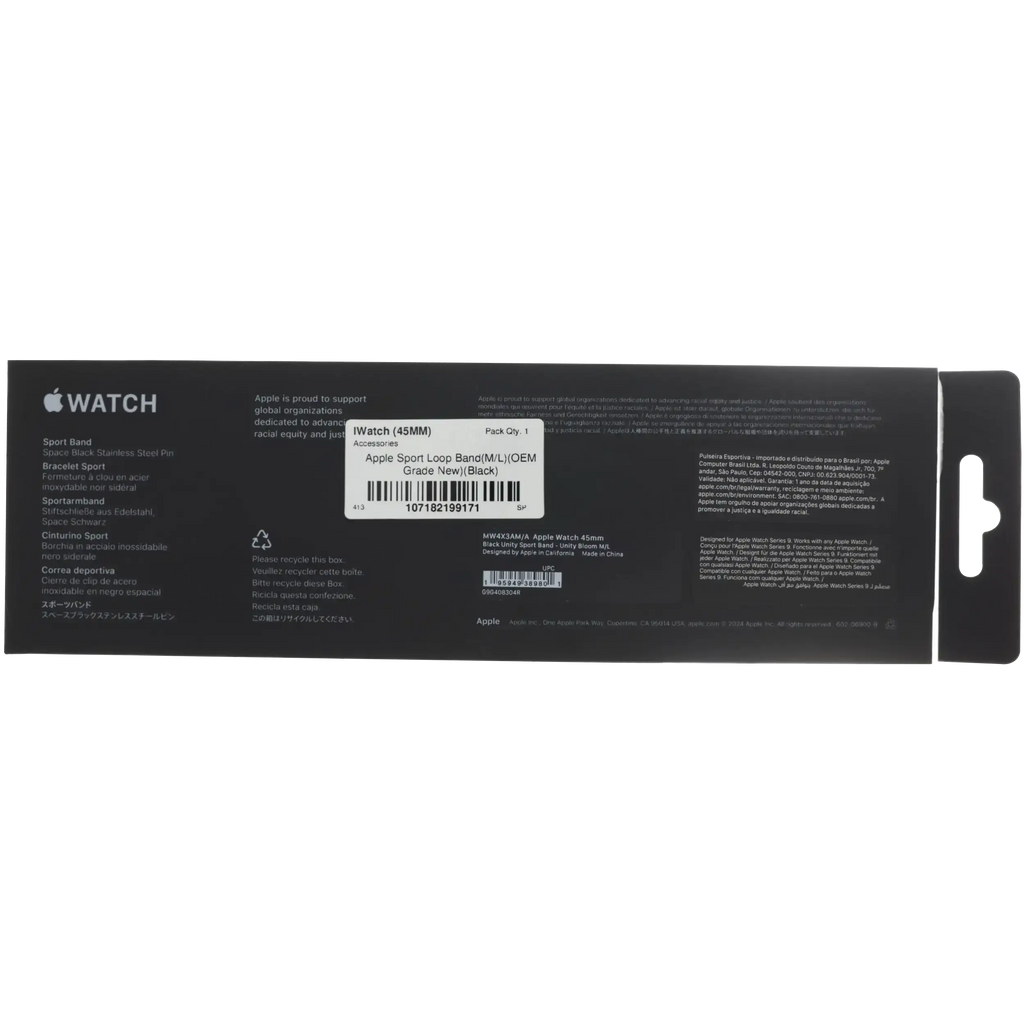 Apple Sport Loop Band (45mm) (M/L) (OEM Grade New) (Black)