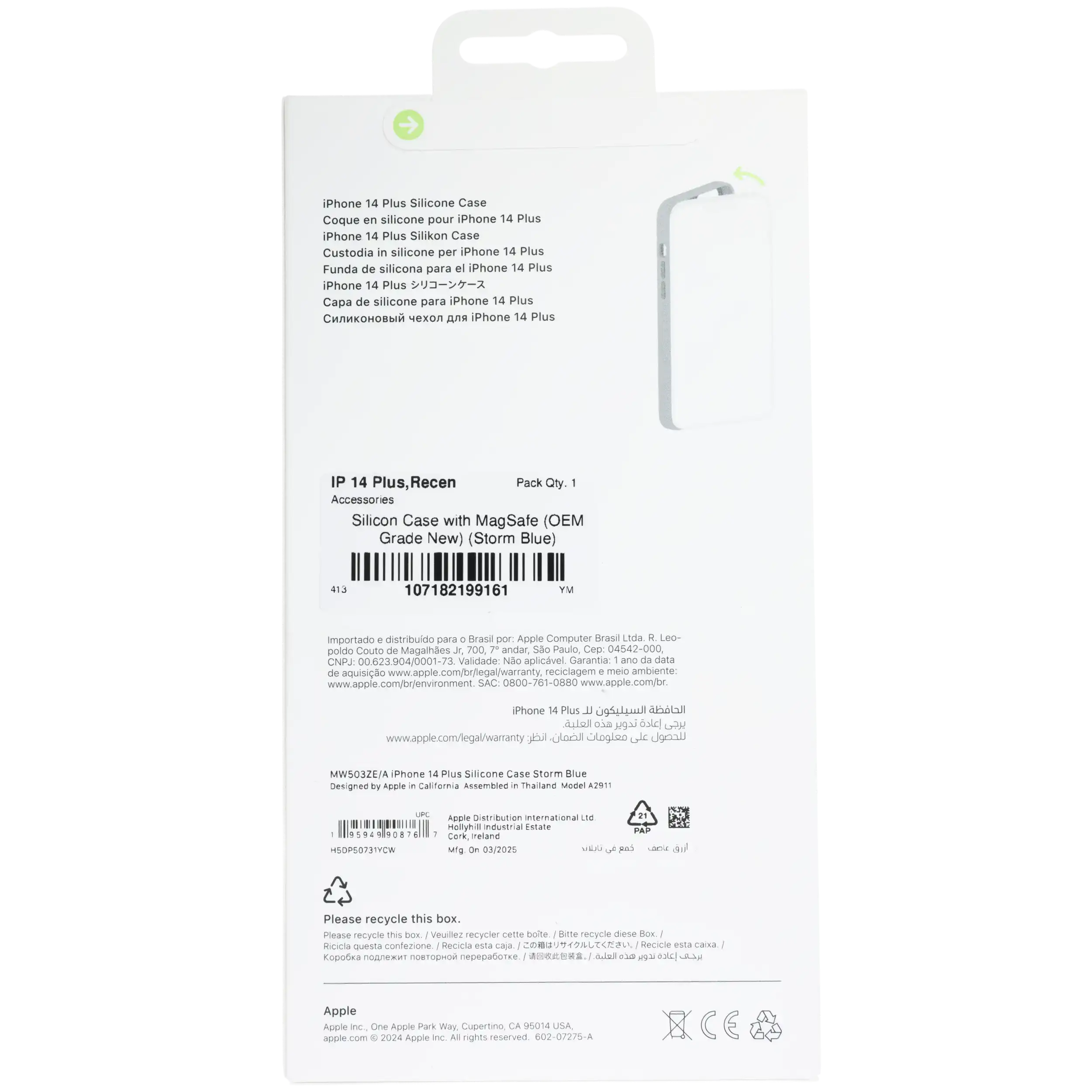 Silikon-Case mit MagSafe für iPhone 14 Plus (OEM Grade New) (Storm Blue)