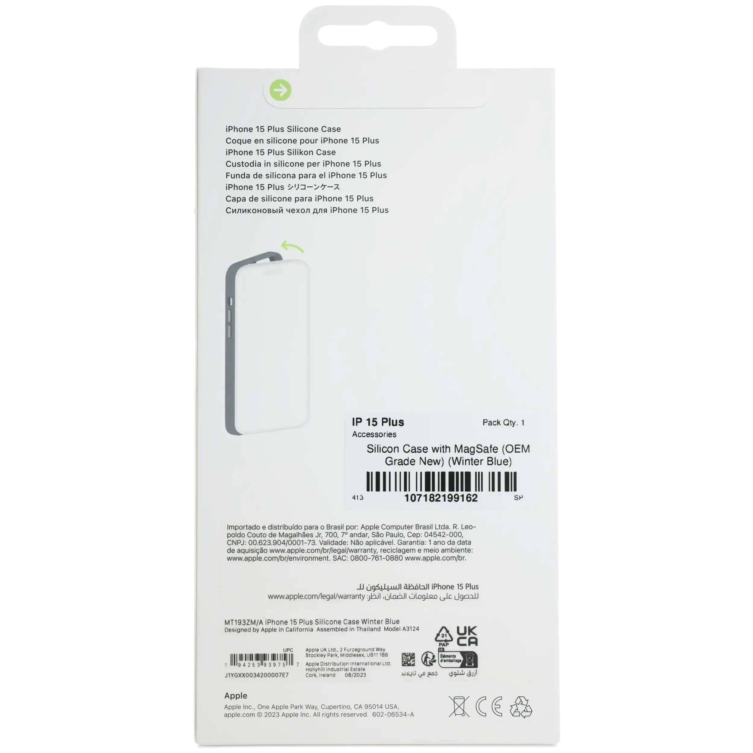 Silikonhülle mit MagSafe für iPhone 15 Plus (OEM Grade New) (Winter Blue)