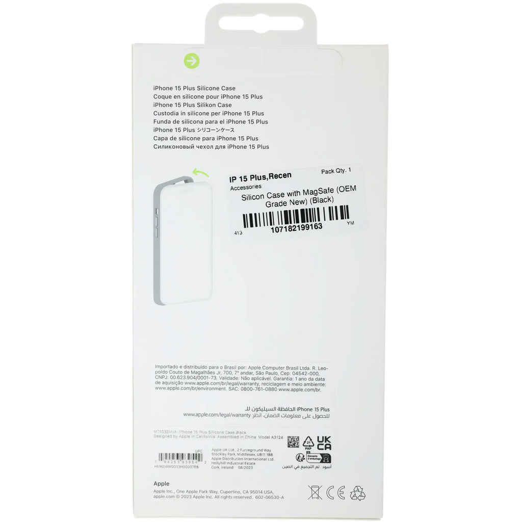 Silikon-Case mit MagSafe für iPhone 15 Plus (OEM Grade New) (Schwarz)