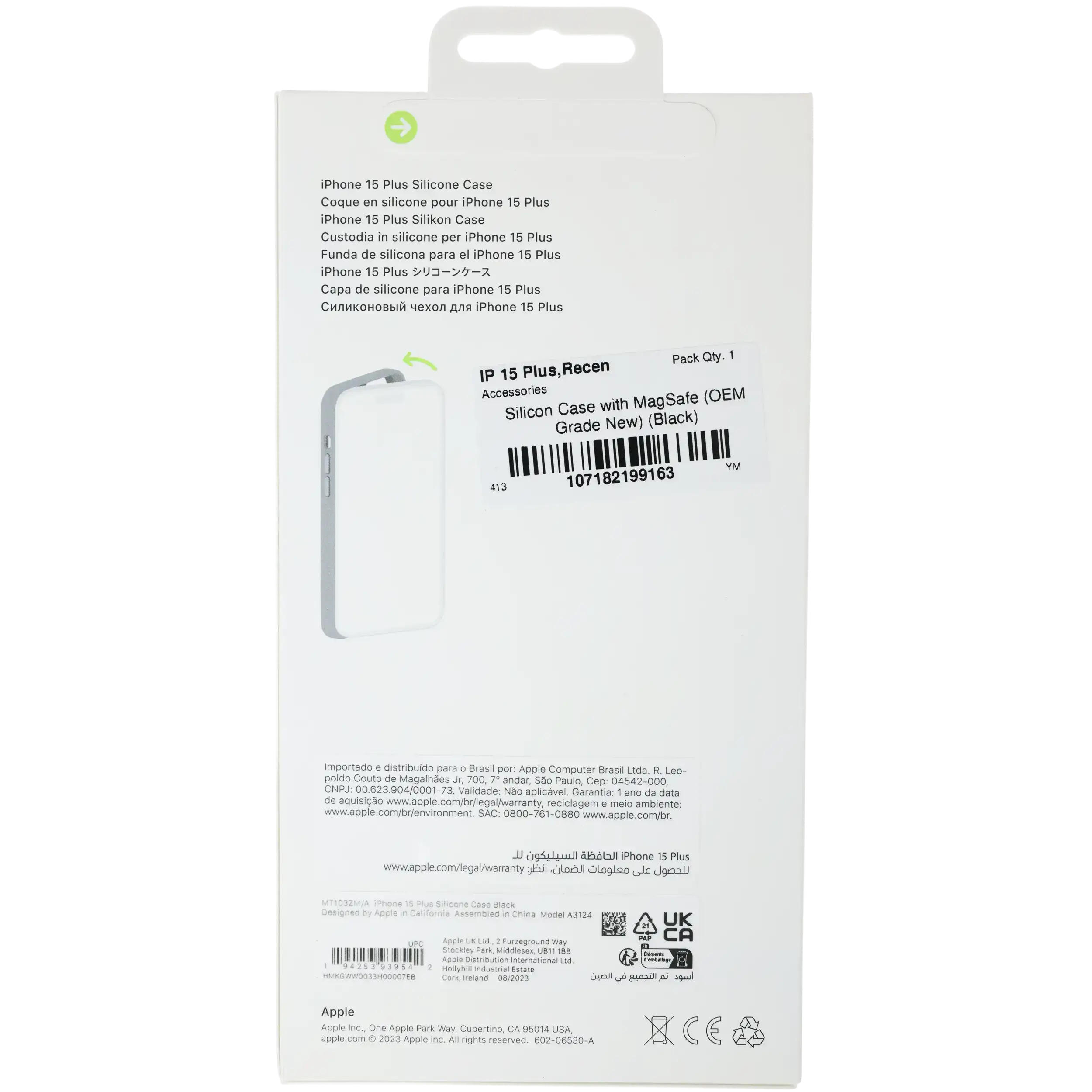 Silikon-Case mit MagSafe für iPhone 15 Plus (OEM Grade New) (Schwarz)