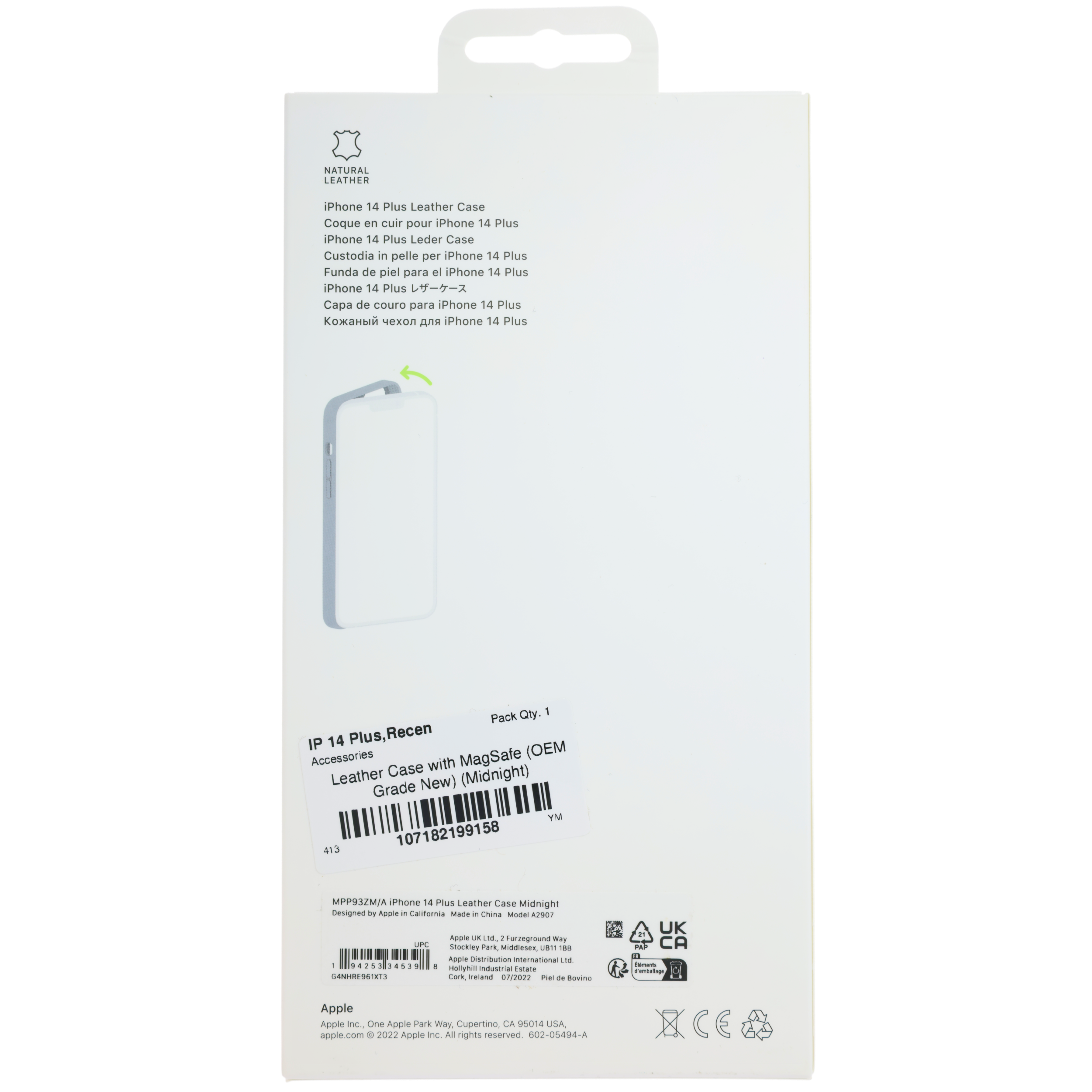 Lederhülle mit MagSafe für iPhone 14 Plus (OEM Grade New) (Midnight)