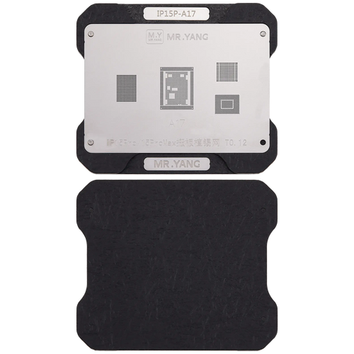 M.Y PCB Transfer Reballing Stencil (A17) & Mid-Layer Frame Reballing Platform for iPhone 15 Pro / 15 Pro Max
