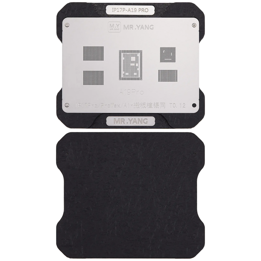 M.Y Board Transfer Reballing Stencil (A19 Pro) & Middle Layer Frame Reballing Platform for iPhone 17 Pro / 17 Pro Max / 17 Air