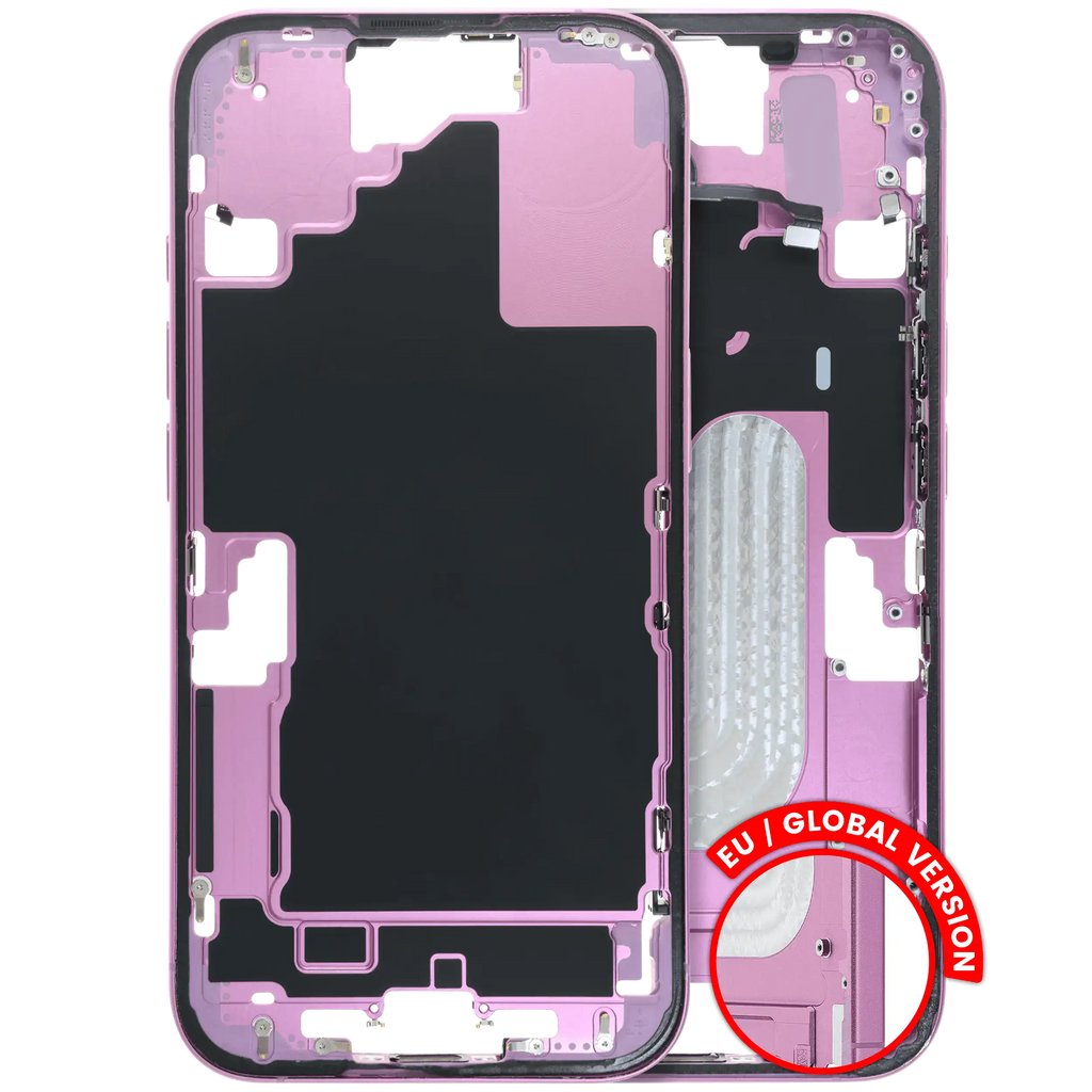 Midframe/Frame with Small Parts for iPhone 16 (US Version) – Used OEM Pulled (Grade B) – Pink