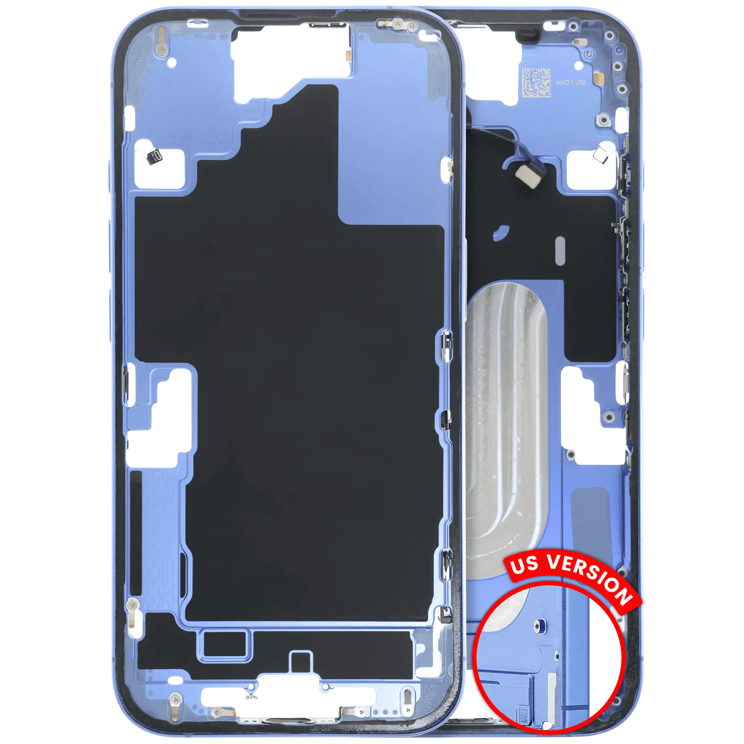 Midframe/Frame with Small Parts for iPhone 16 (US Version) (Used OEM Pull, C Quality) (Ultramarine)