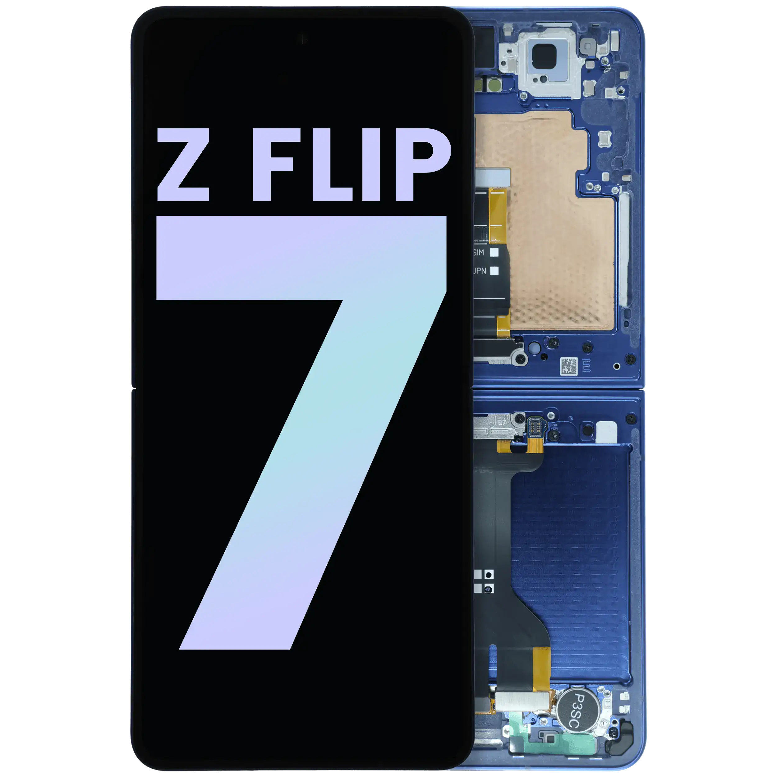 OLED-Display mit Rahmen Samsung Galaxy Z Flip 7 5G Service Pack Blue Shadow