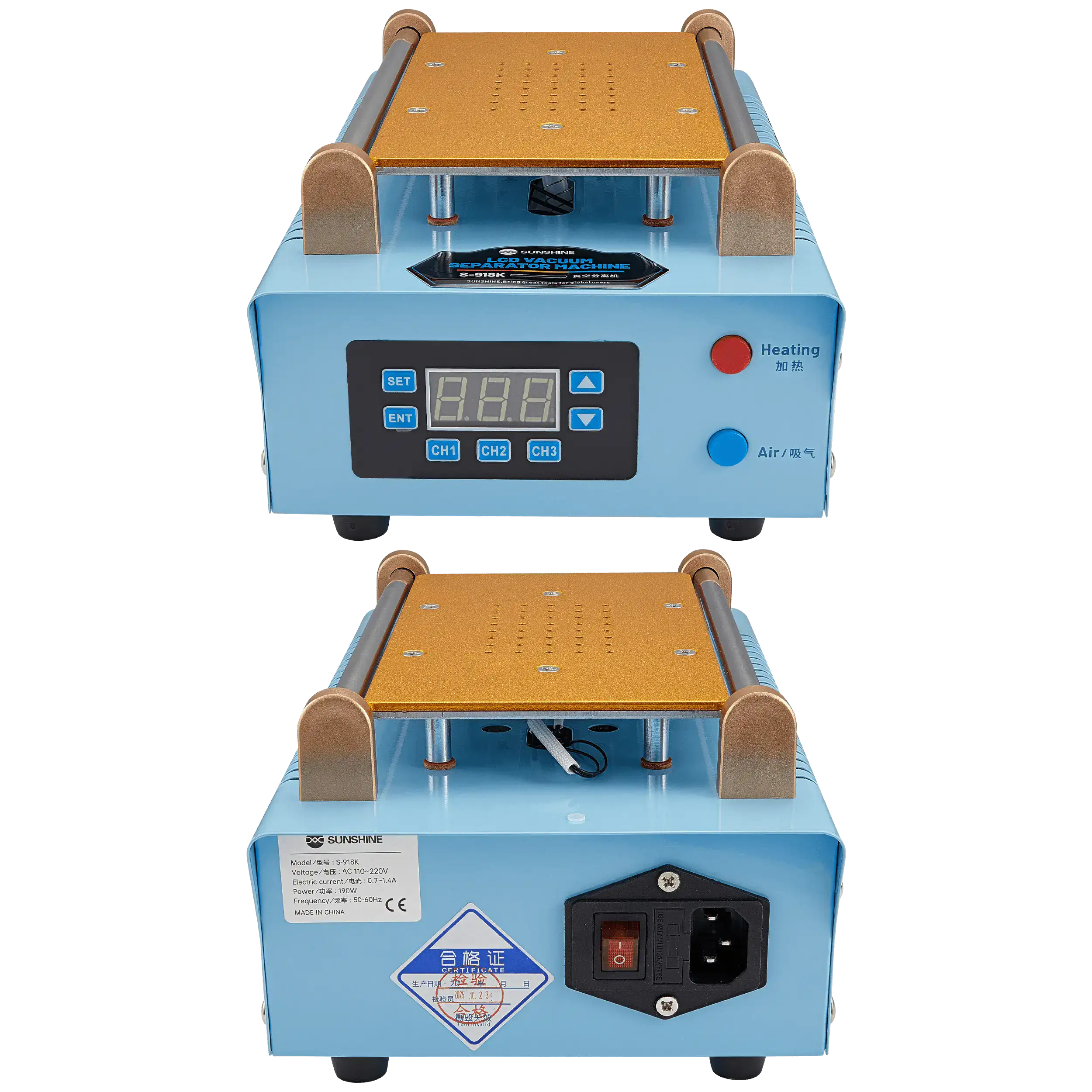 Sunshine S-918K LCD Separator Machine with Built-in Vacuum Pump, 8.5 Inch, 110V