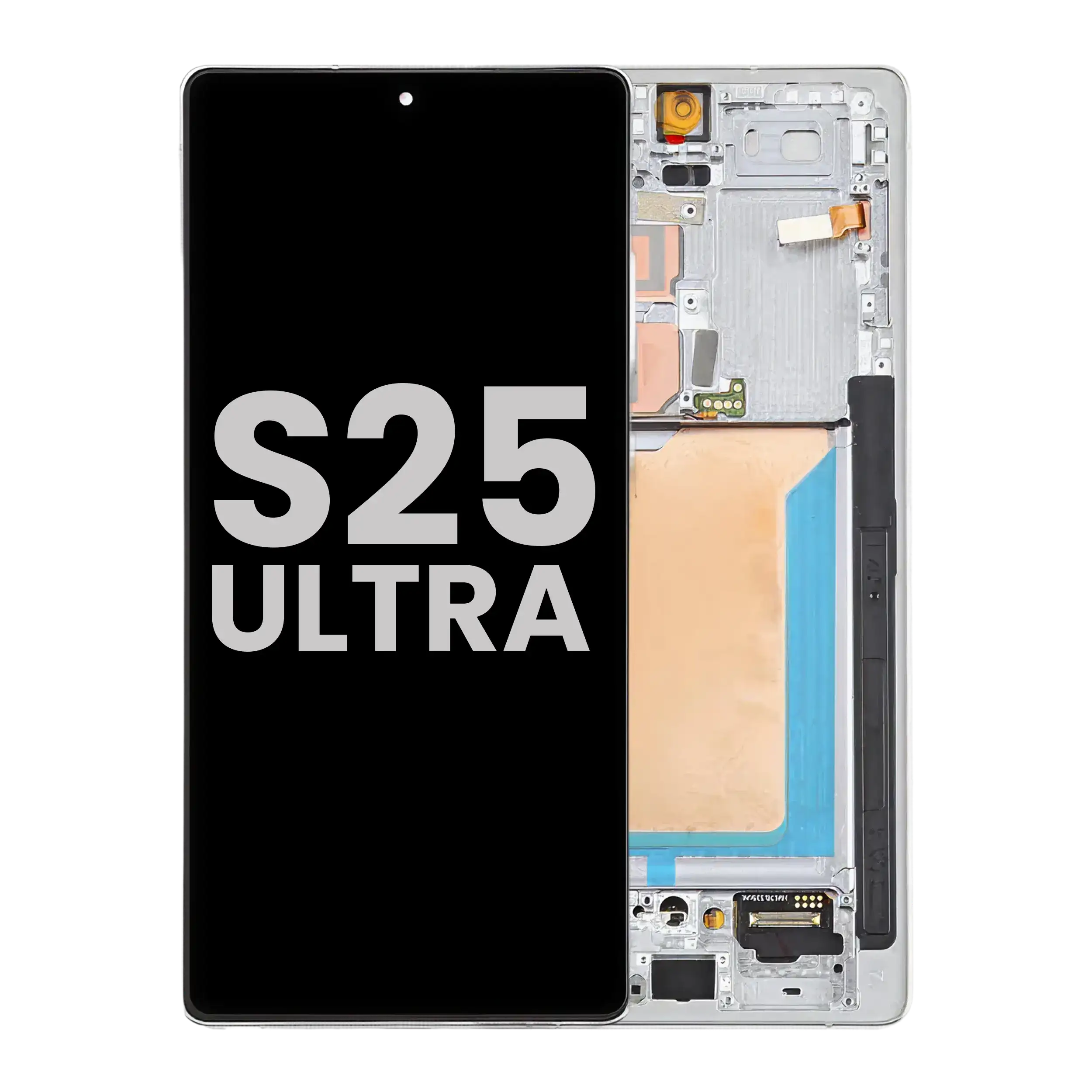 OLED-Display mit Rahmen für Samsung Galaxy S25 Ultra (OEM Pull B, Titanium Silve