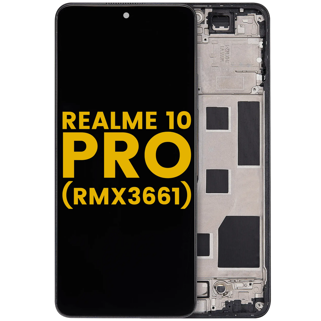 LCD-Display mit Rahmen für Realme 10 Pro (RMX3661) (Refurbished) (Dark Matter)