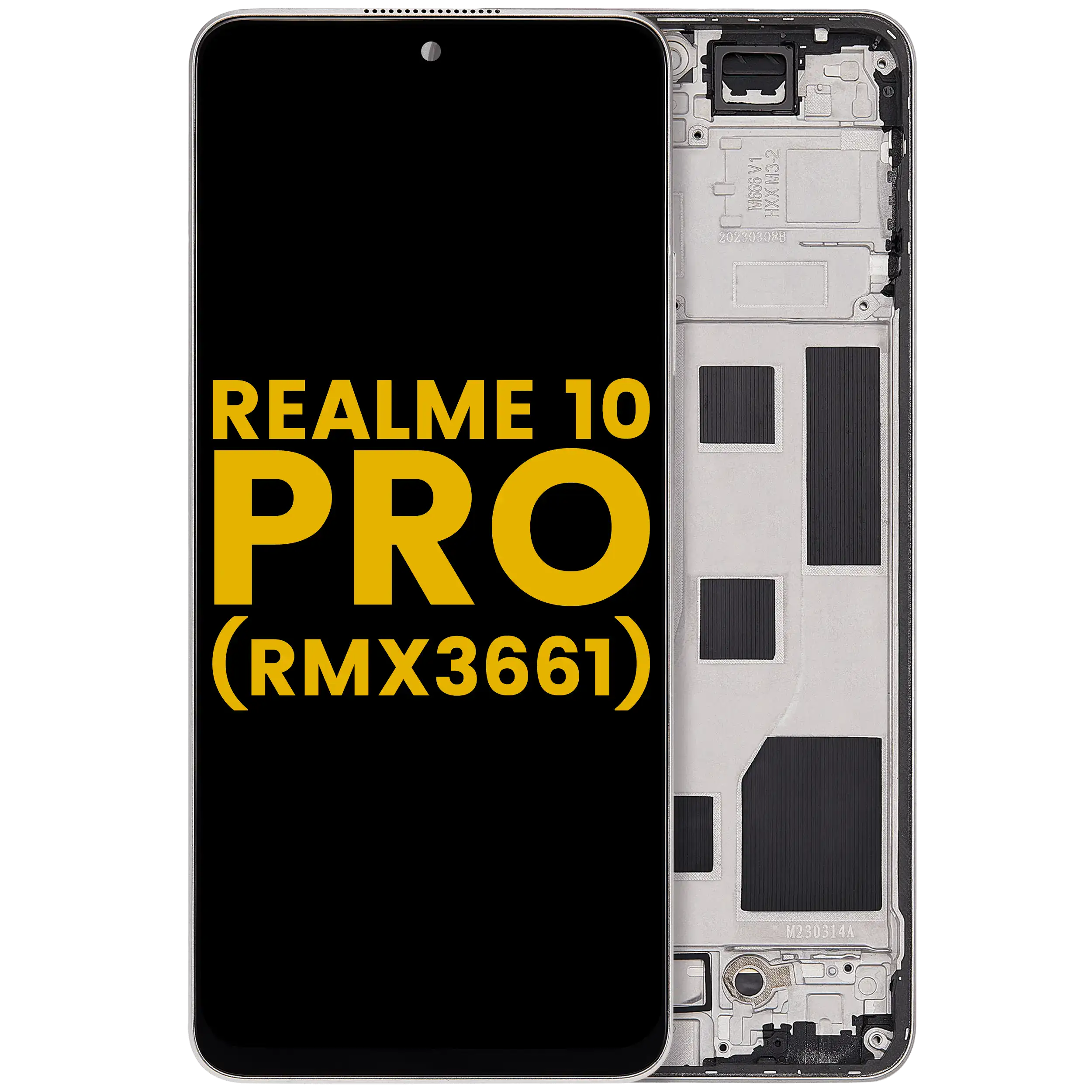 LCD-Display mit Rahmen für Realme 10 Pro, Refurbished, Hyperspace Gold