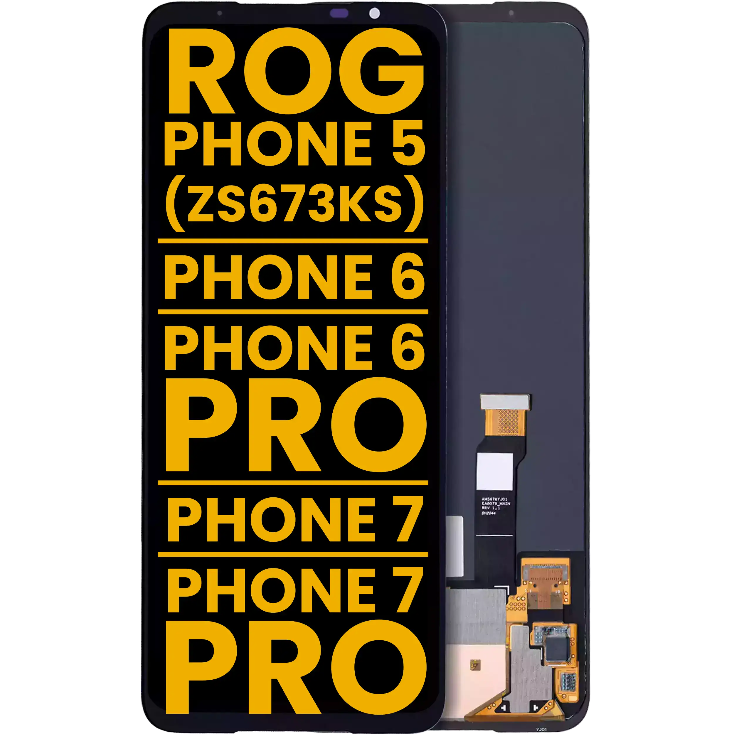 Frameless OLED Display for Asus ROG Phone 5 (ZS673KS) / ROG Phone 6 / ROG Phone 6 Pro / ROG Phone 7 / ROG Phone 7 Pro (Refurbished) (All Colors)