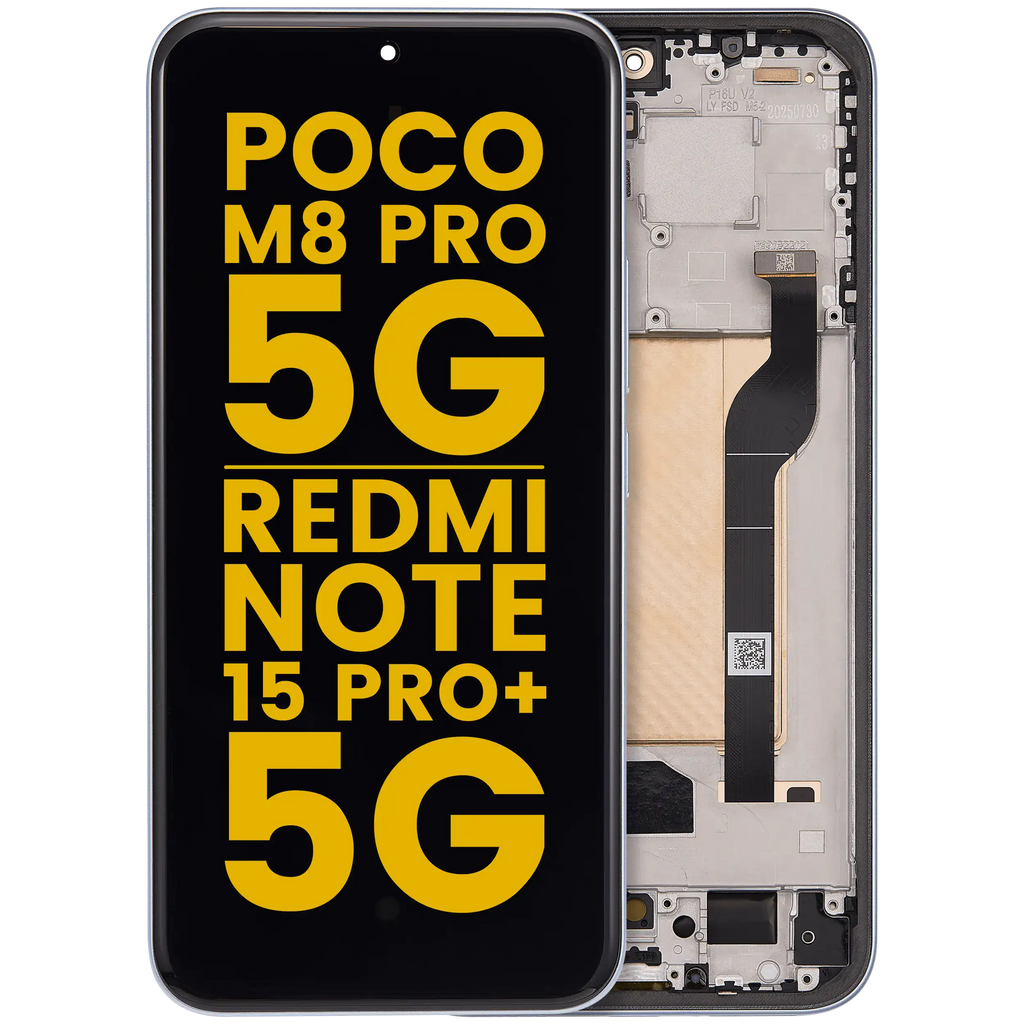 OLED-Display mit Rahmen für Xiaomi Poco M8 Pro 5G / Redmi Note 15 Pro+ 5G (Refurbished) (Glacier Blue)