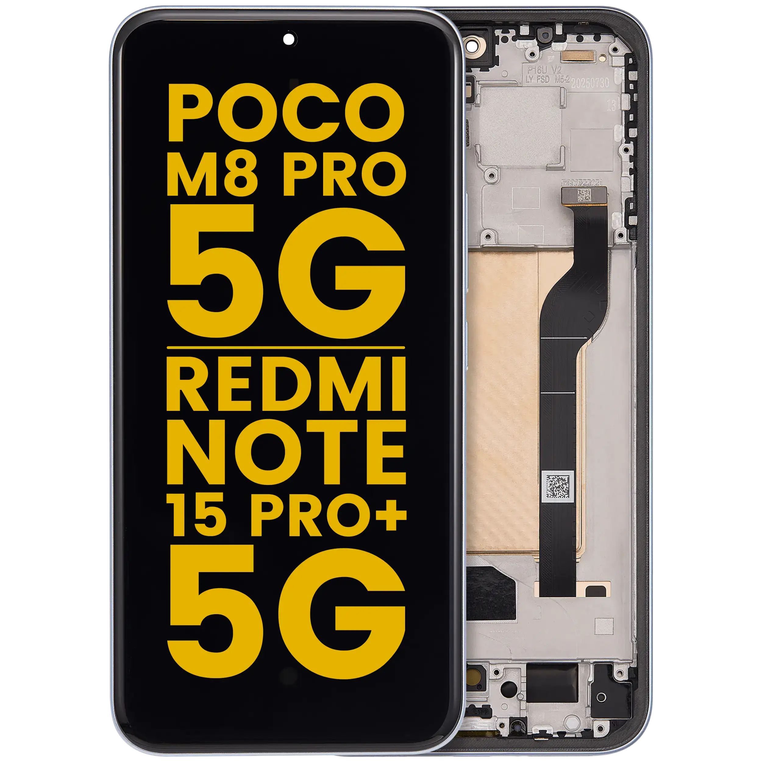OLED-Display mit Rahmen für Xiaomi Poco M8 Pro 5G / Redmi Note 15 Pro+ 5G (Refurbished) (Glacier Blue)