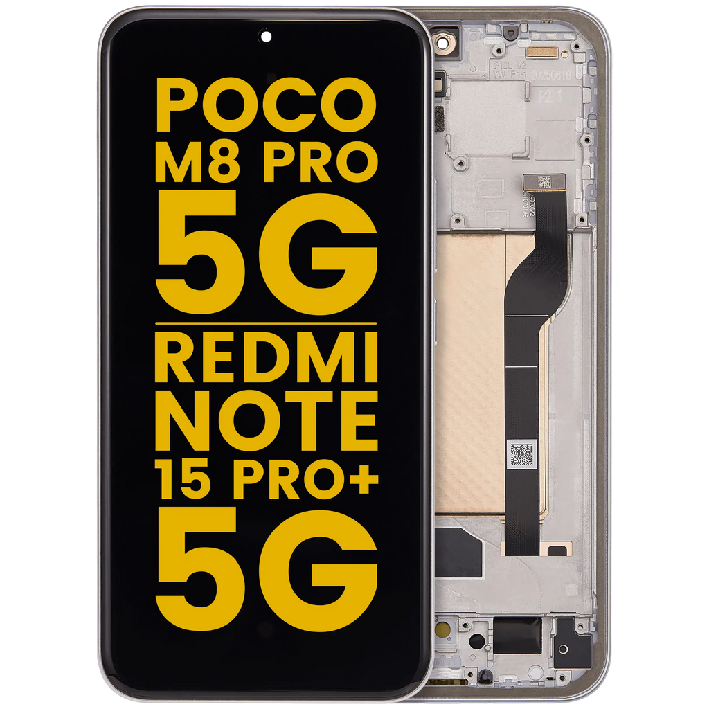 OLED-Display mit Rahmen für Xiaomi Poco M8 Pro 5G / Redmi Note 15 Pro+ 5G (Refurbished) (Silber)