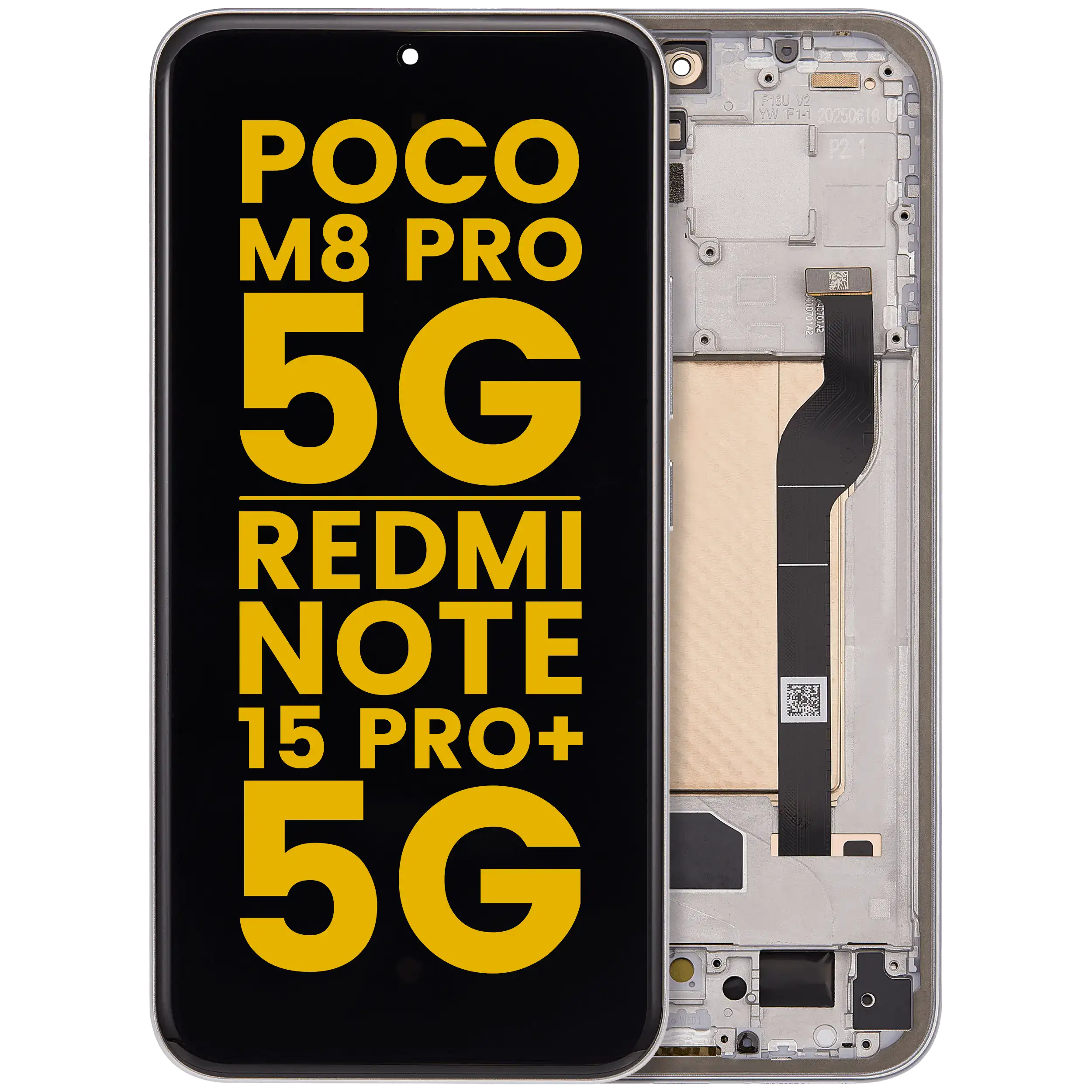 OLED-Display mit Rahmen für Xiaomi Poco M8 Pro 5G / Redmi Note 15 Pro+ 5G (Refurbished) (Silber)