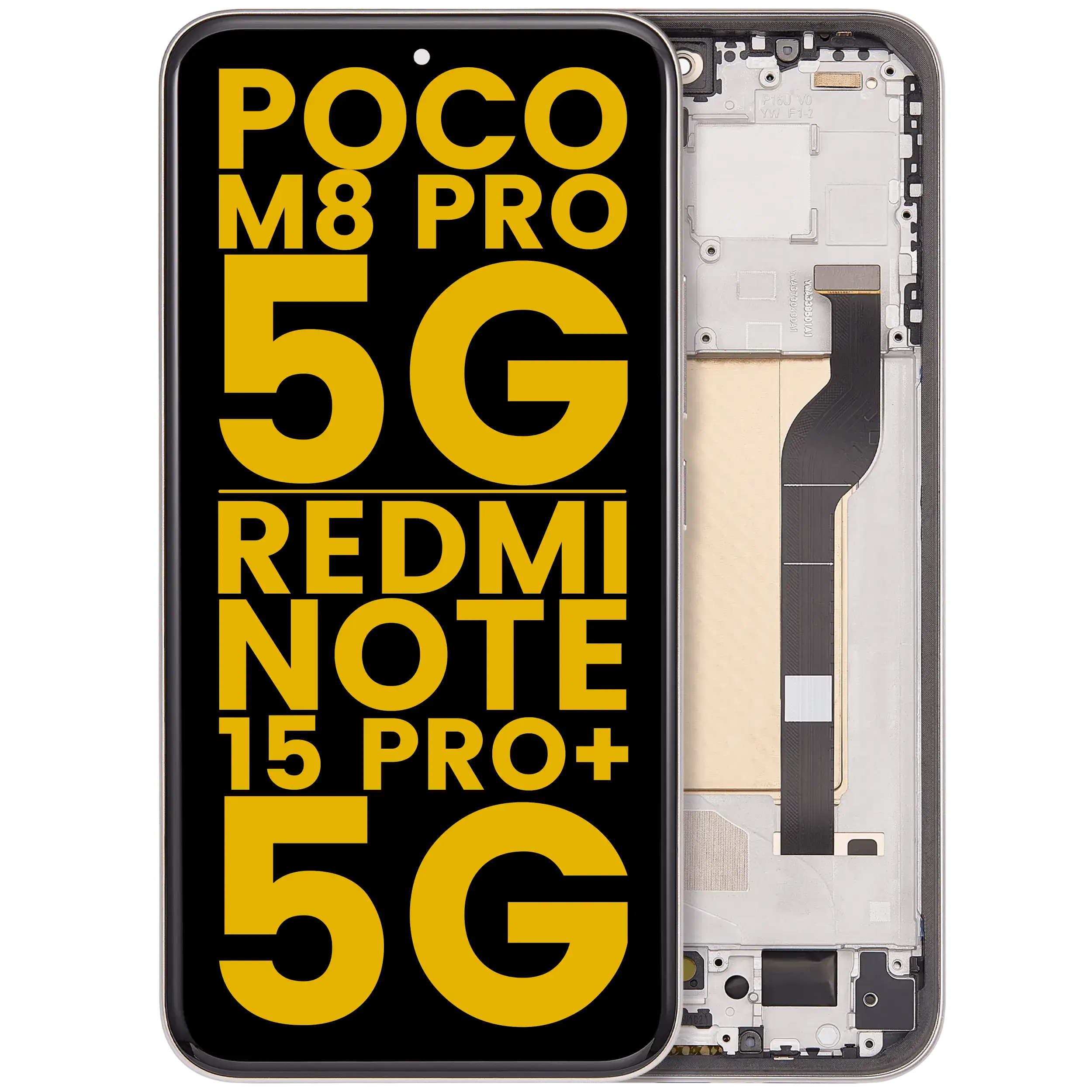 OLED-Display mit Rahmen für Xiaomi Poco M8 Pro 5G / Redmi Note 15 Pro+ 5G (Refurbished) (Mocha Brown)