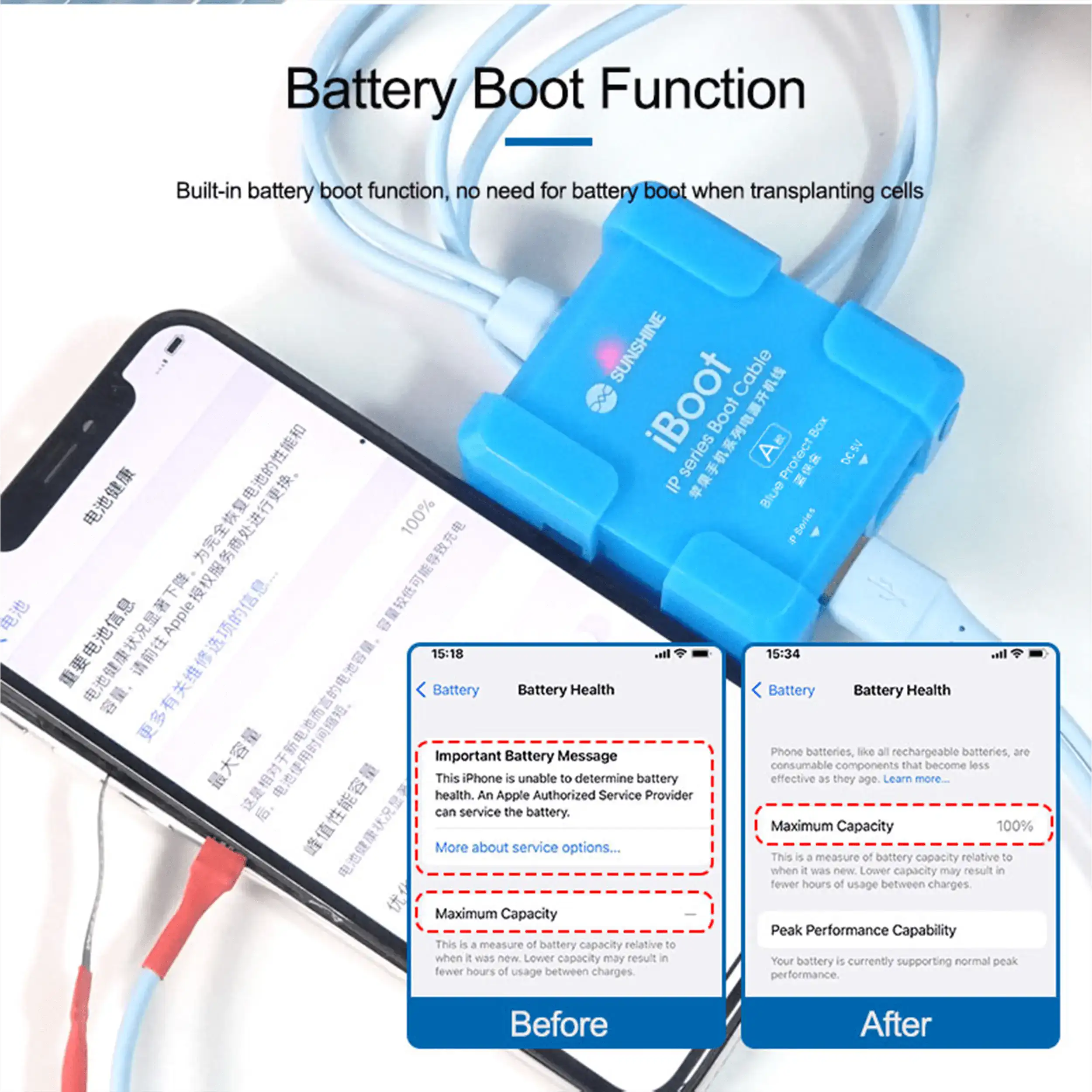 iBoot-A iPhone Series Boot Power Cable for iPhone 8 to 17 Pro Max V11 (Sunshine)