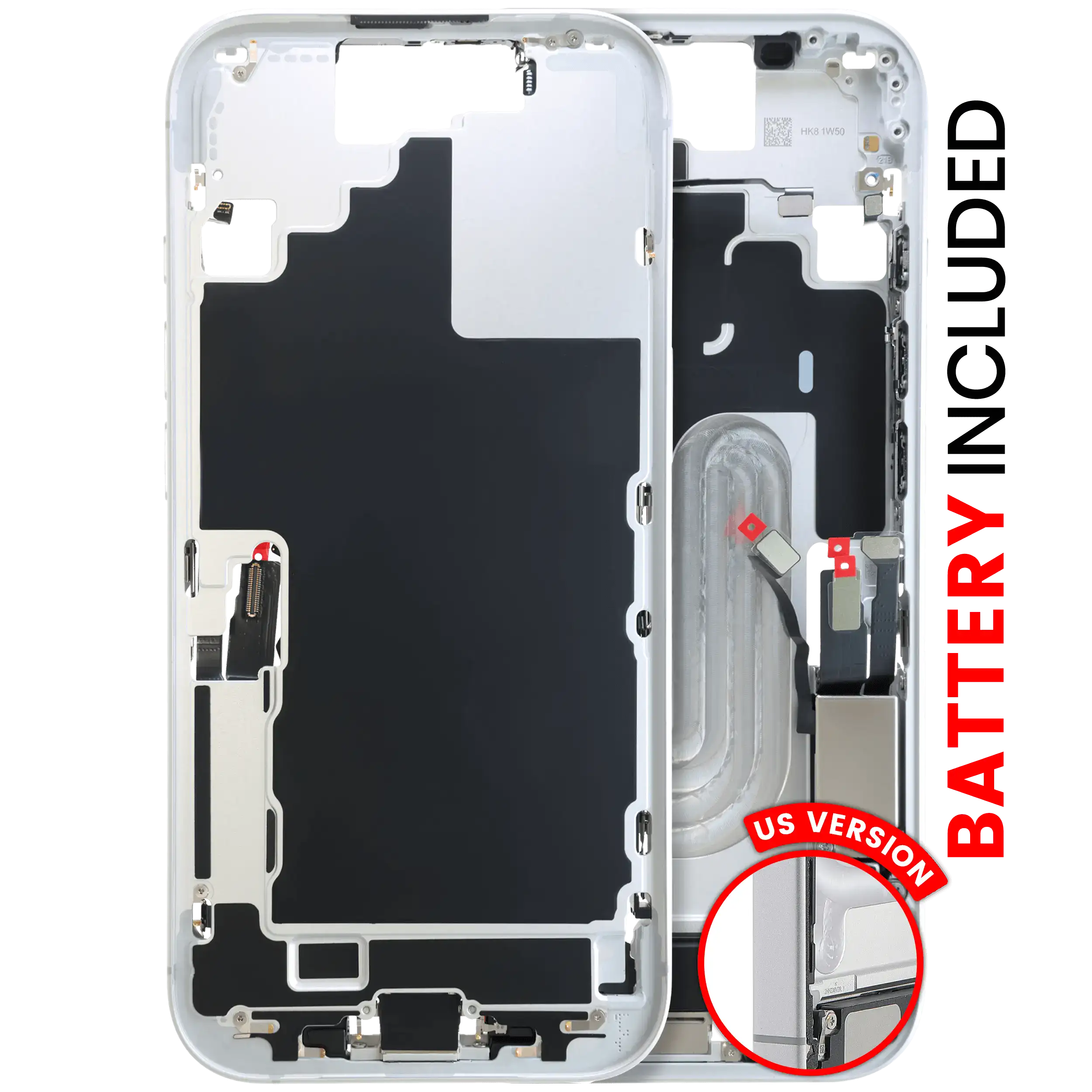 Backcover/Rahmen inklusive Akku für iPhone 17 (Original OEM) (US-Version) (Weiß)