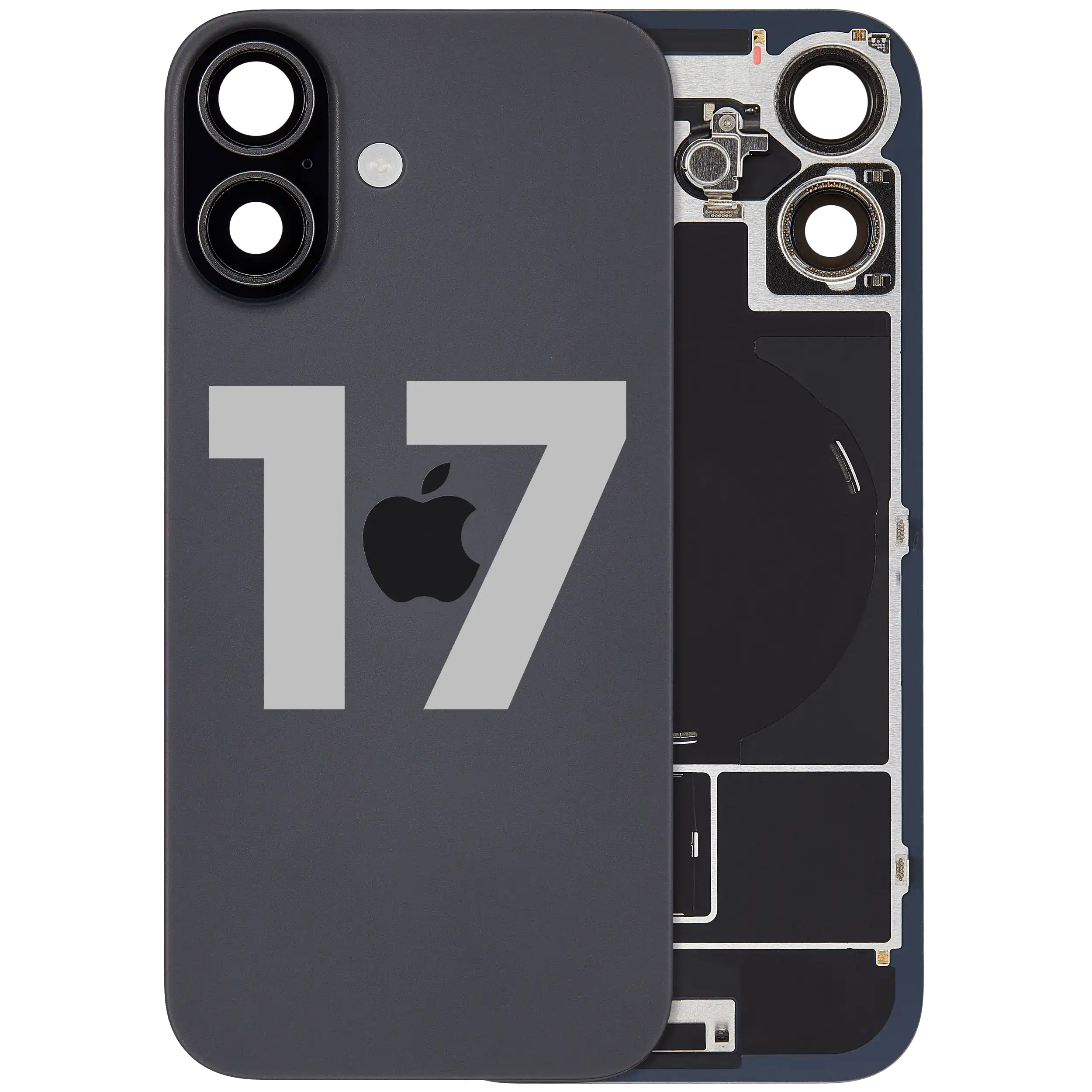 Back Cover with MagSafe Magnet, NFC & Flash Flex Cable for iPhone 17 (Used OEM Part, Grade A, Black)