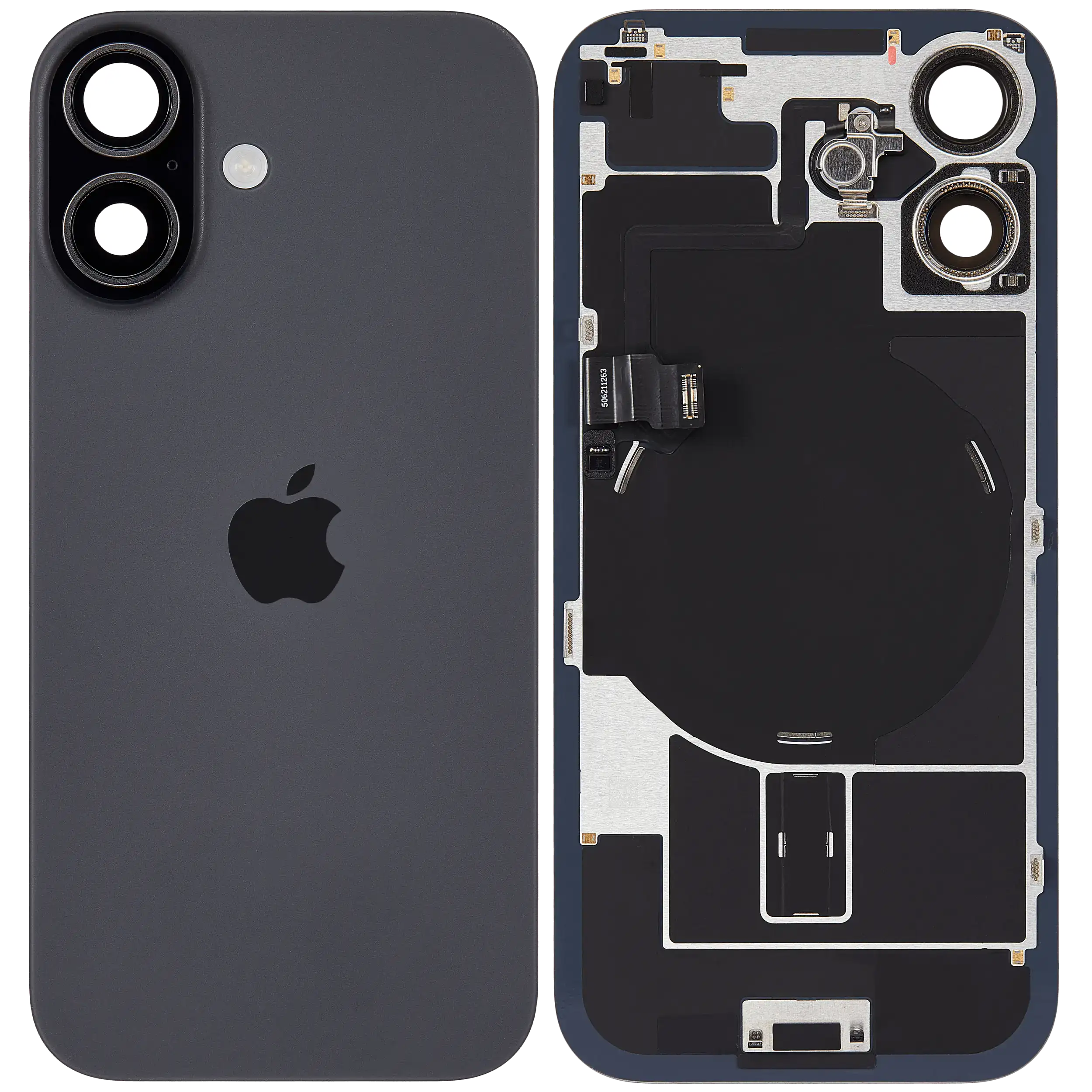 Back Cover with MagSafe Magnet, NFC & Flash Flex Cable for iPhone 17 (Used OEM Part, Grade A, Black)