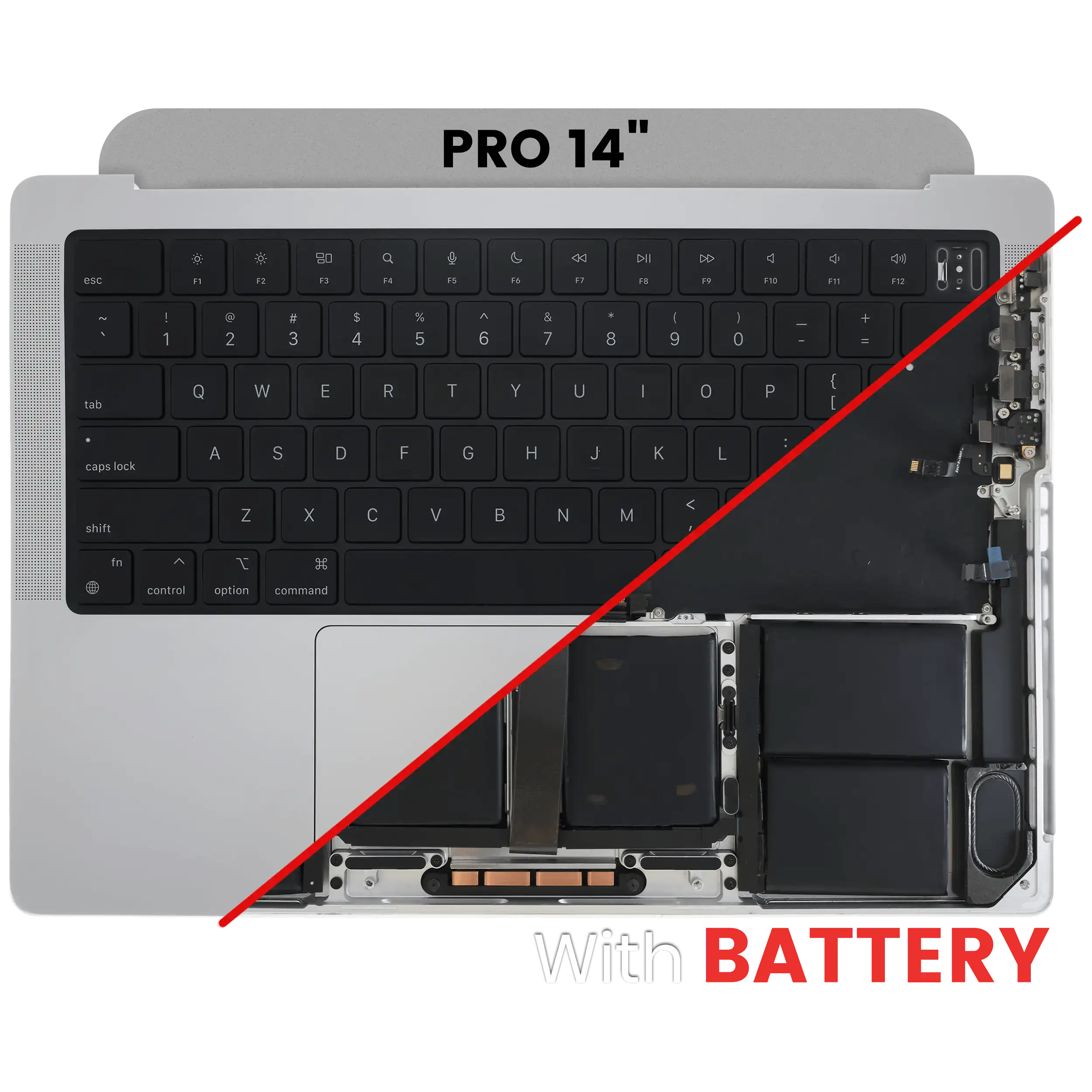 Topcase mit Akku und US-Tastatur für MacBook Pro 14" A2779 (2023) (Silber)