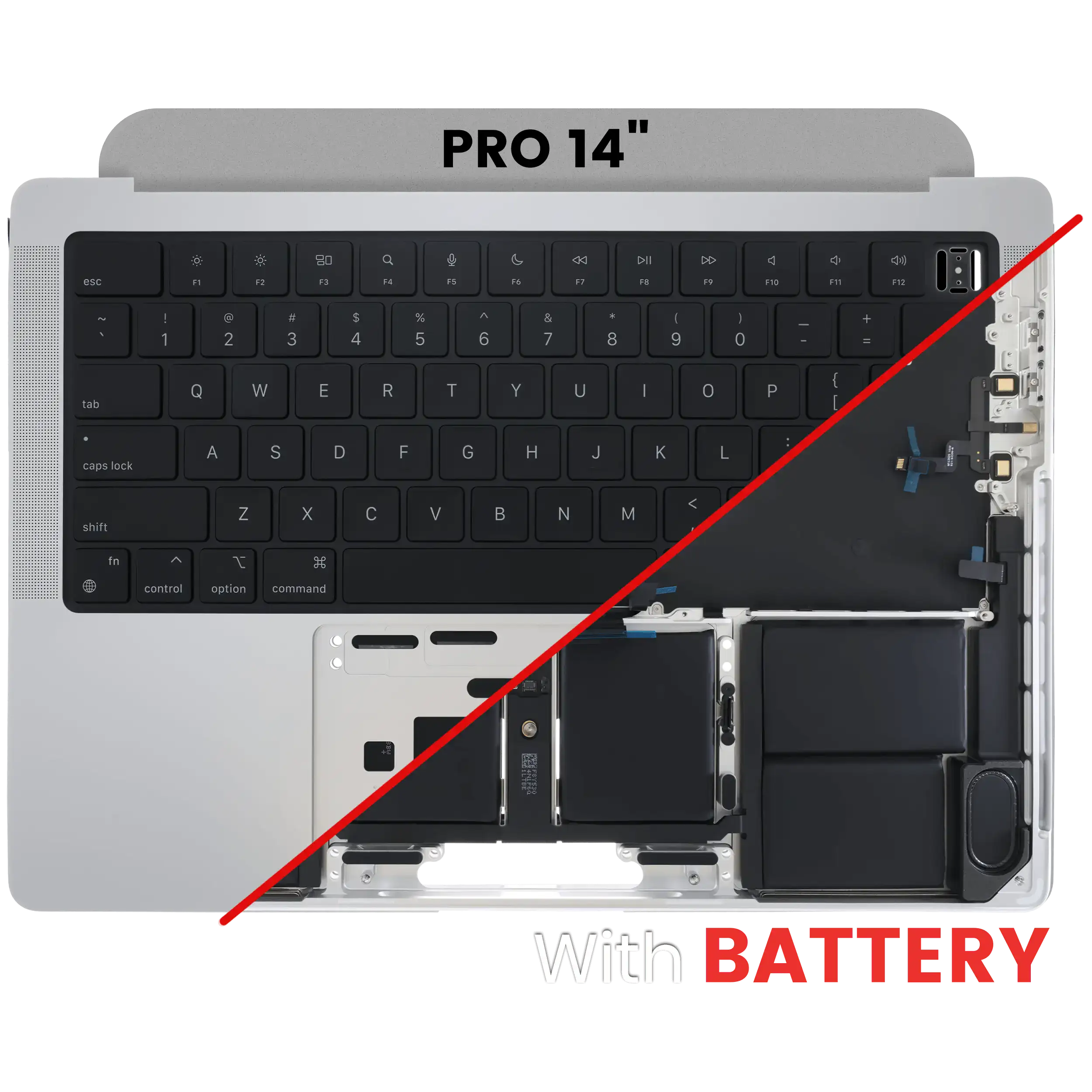 Top Case with Battery and Keyboard for MacBook Pro 14" A2442 (2021) Pro / Max / Pro 14" A2779 (2023) (Original OEM) (US Keyboard) (Silver)