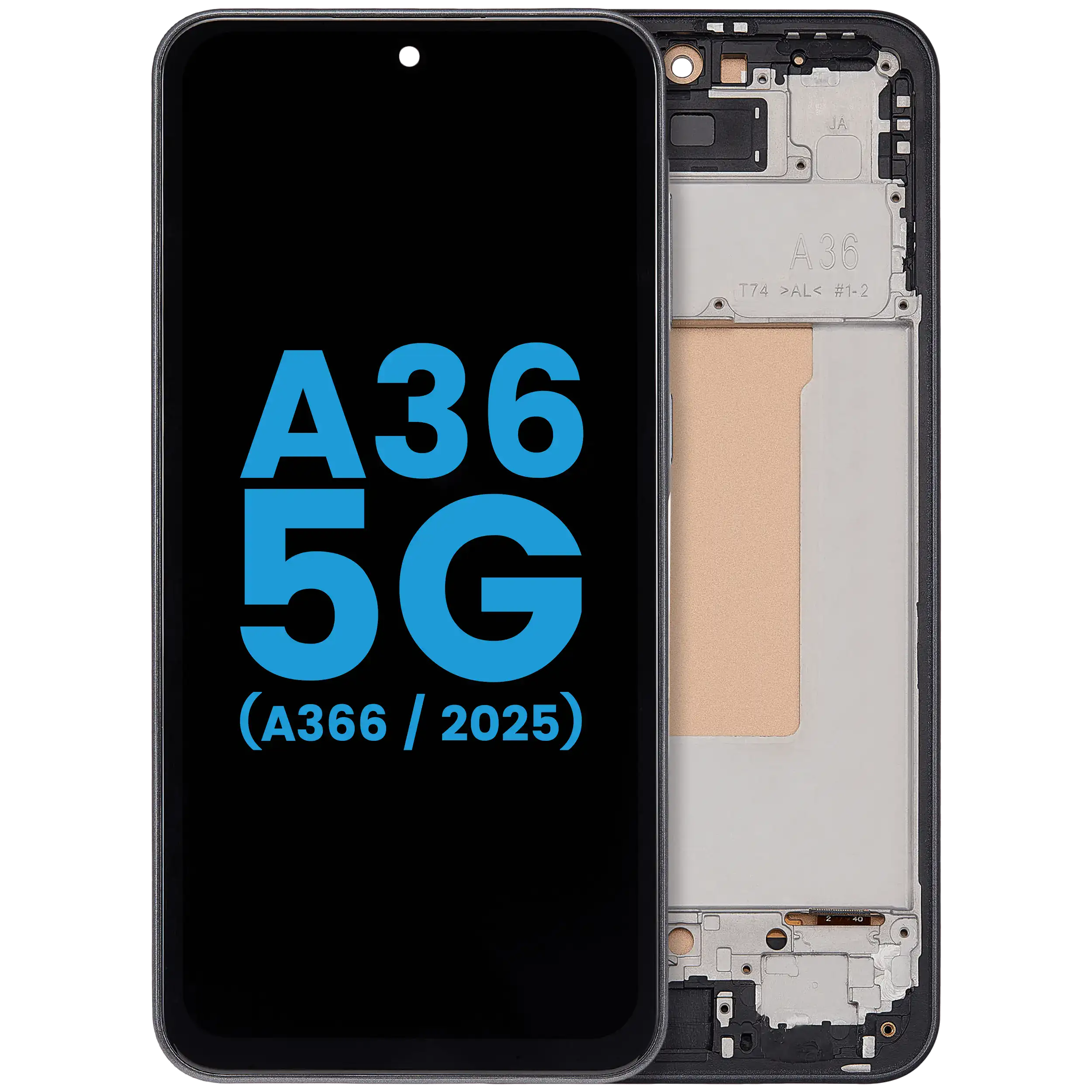 LCD-Display mit Rahmen für Samsung Galaxy A36 5G (A366/ 2025)(6.58") (US-Version) (Aftermarket : incell) (Schwarz)