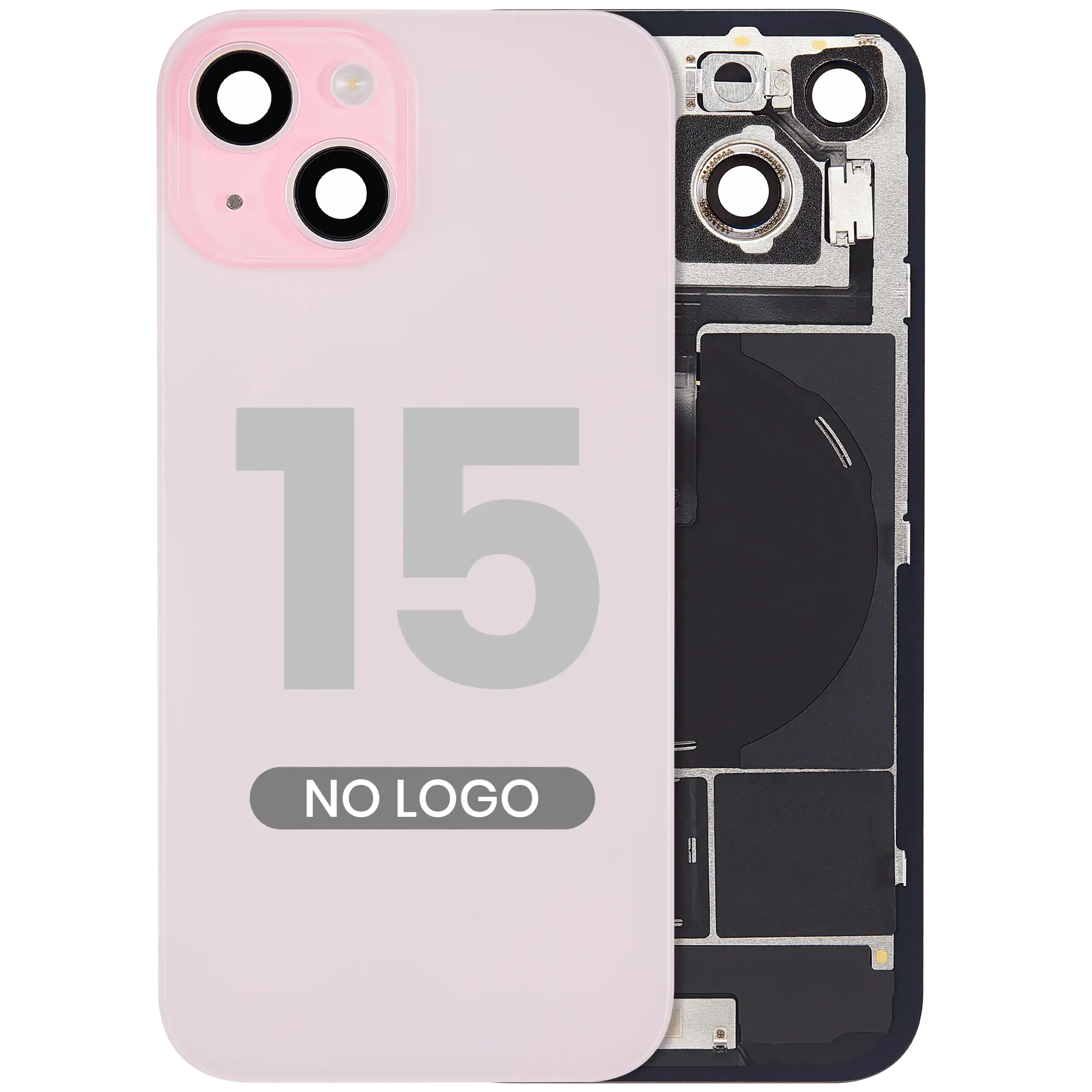 Backcover mit MagSafe, NFC & Blitz-Flexkabel für iPhone 15 Pink (Aftermarket, o.