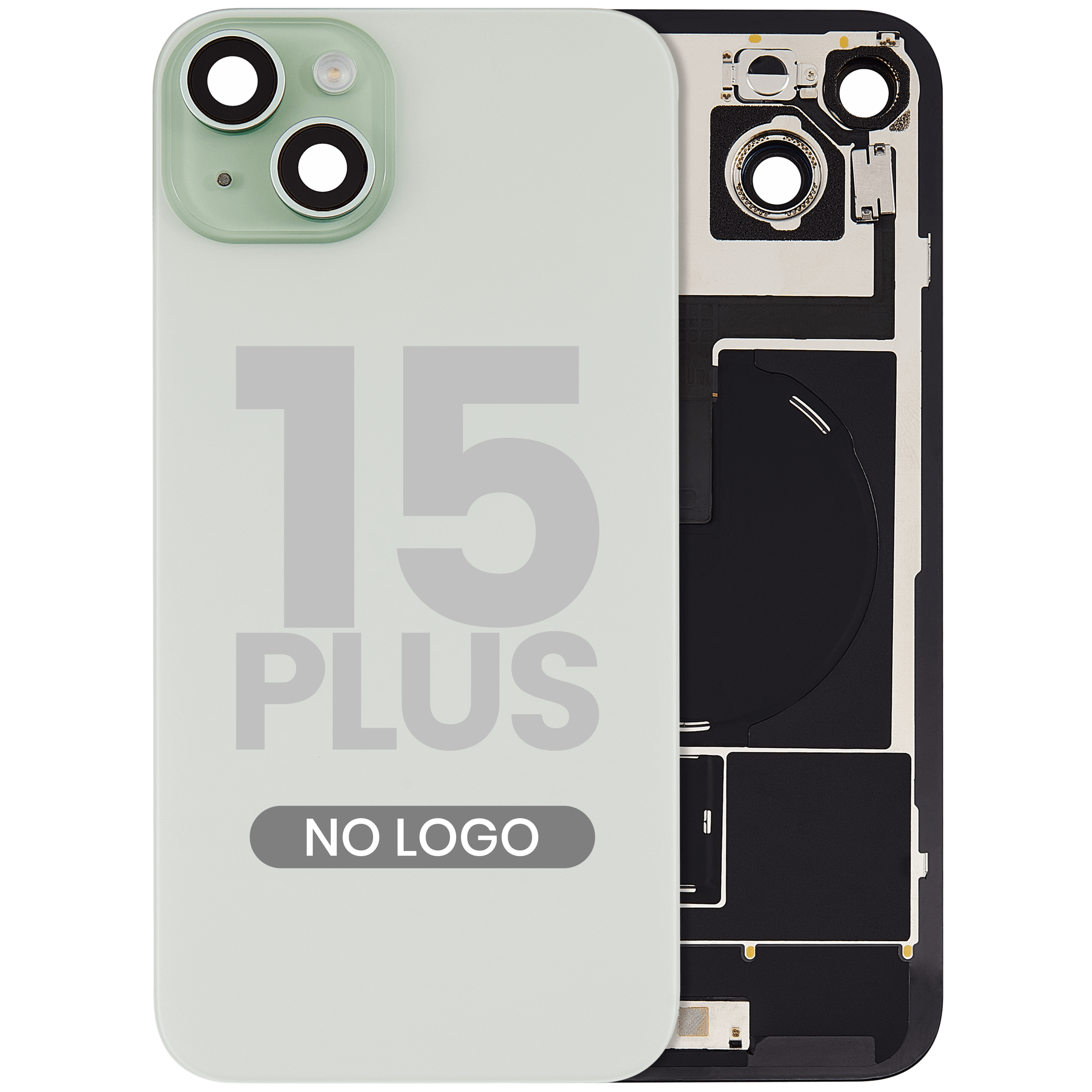 Backcover m. MagSafe+NFC+Blitz-Flexkabel f. iPhone 15 Plus (Aftermarket, Grün, o