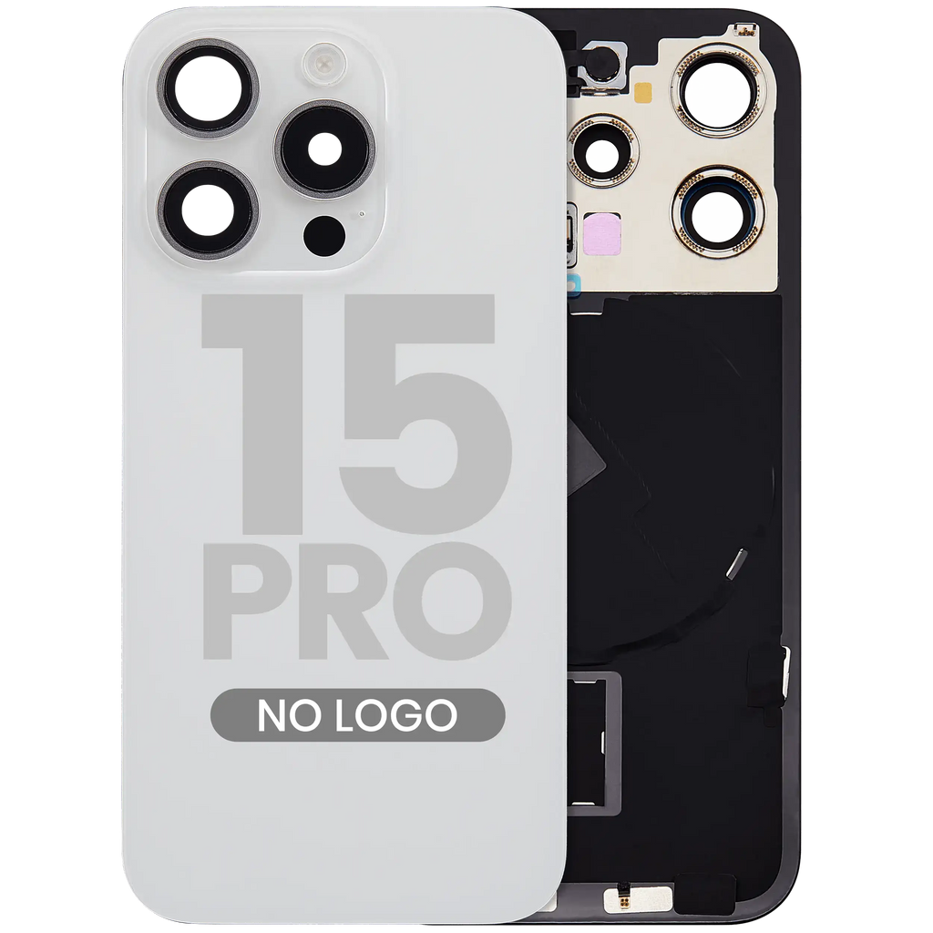 Back Cover with MagSafe Magnet, NFC & Flash Flex Cable for iPhone 15 Pro (Aftermarket) (Titanium White) (No Logo)