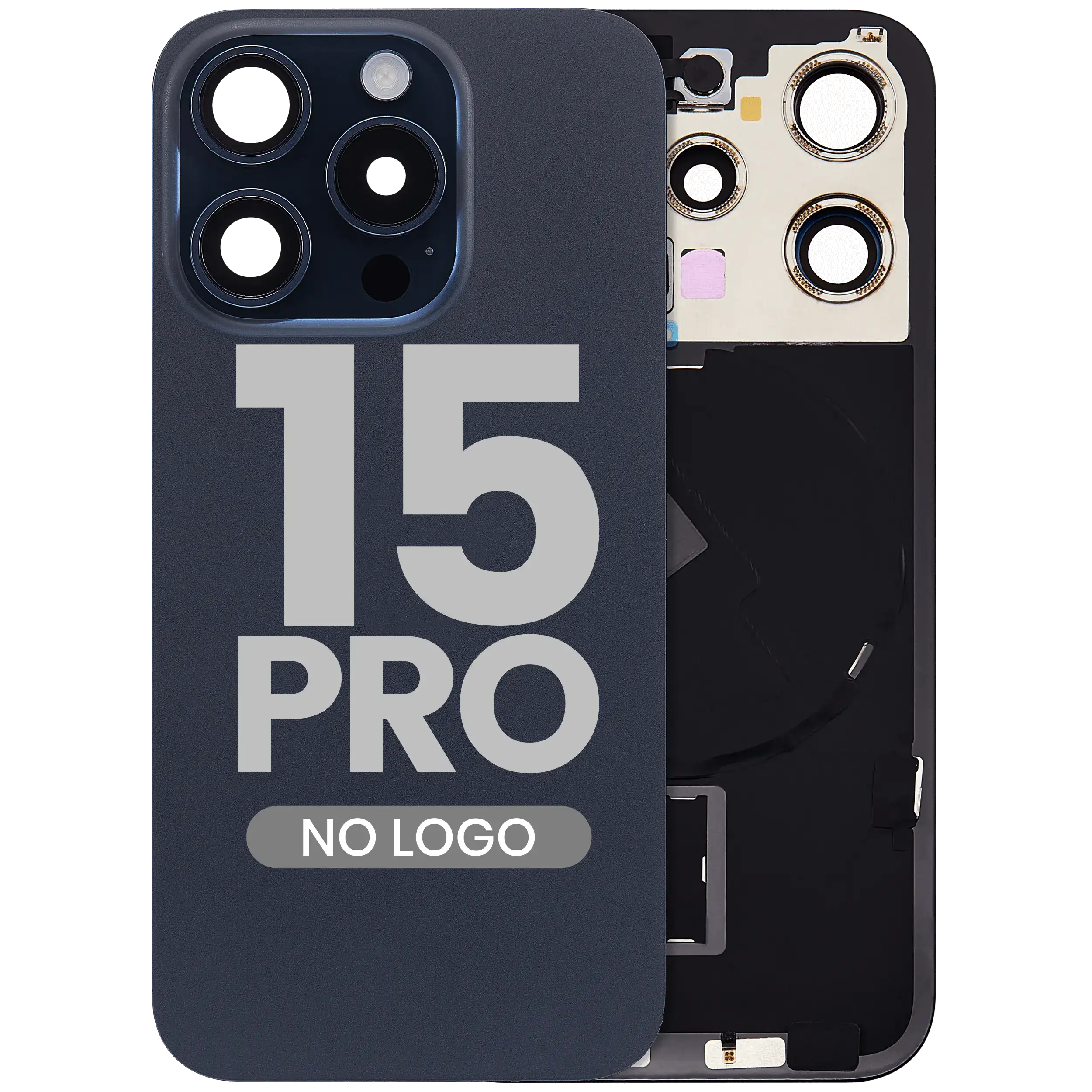 Backcover m. MagSafe, NFC & Blitz-Flexkabel f. iPhone 15 Pro, Blau Titan (Afterm