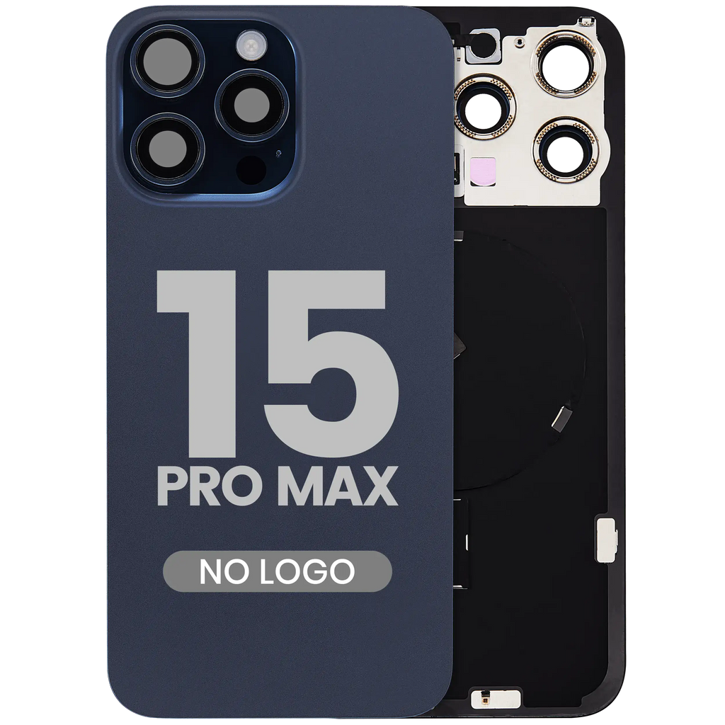 Back Cover with MagSafe Magnet, NFC, and Flash Flex Cable for iPhone 15 Pro Max (Aftermarket) (Blue Titanium) (No Logo)
