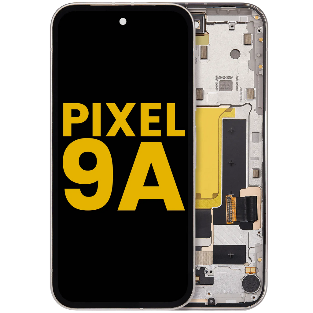 OLED-Display mit Rahmen Compatible (mit Fingerprint Sensor) für Google Pixel 9A (Refurbished) (Porcelain)