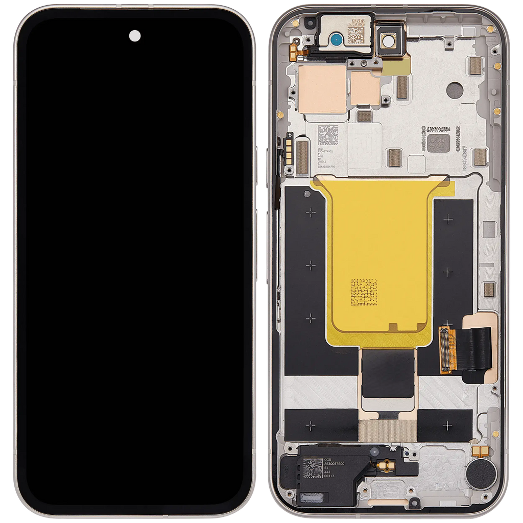 OLED-Display mit Rahmen Compatible (mit Fingerprint Sensor) für Google Pixel 9A (Refurbished) (Porcelain)